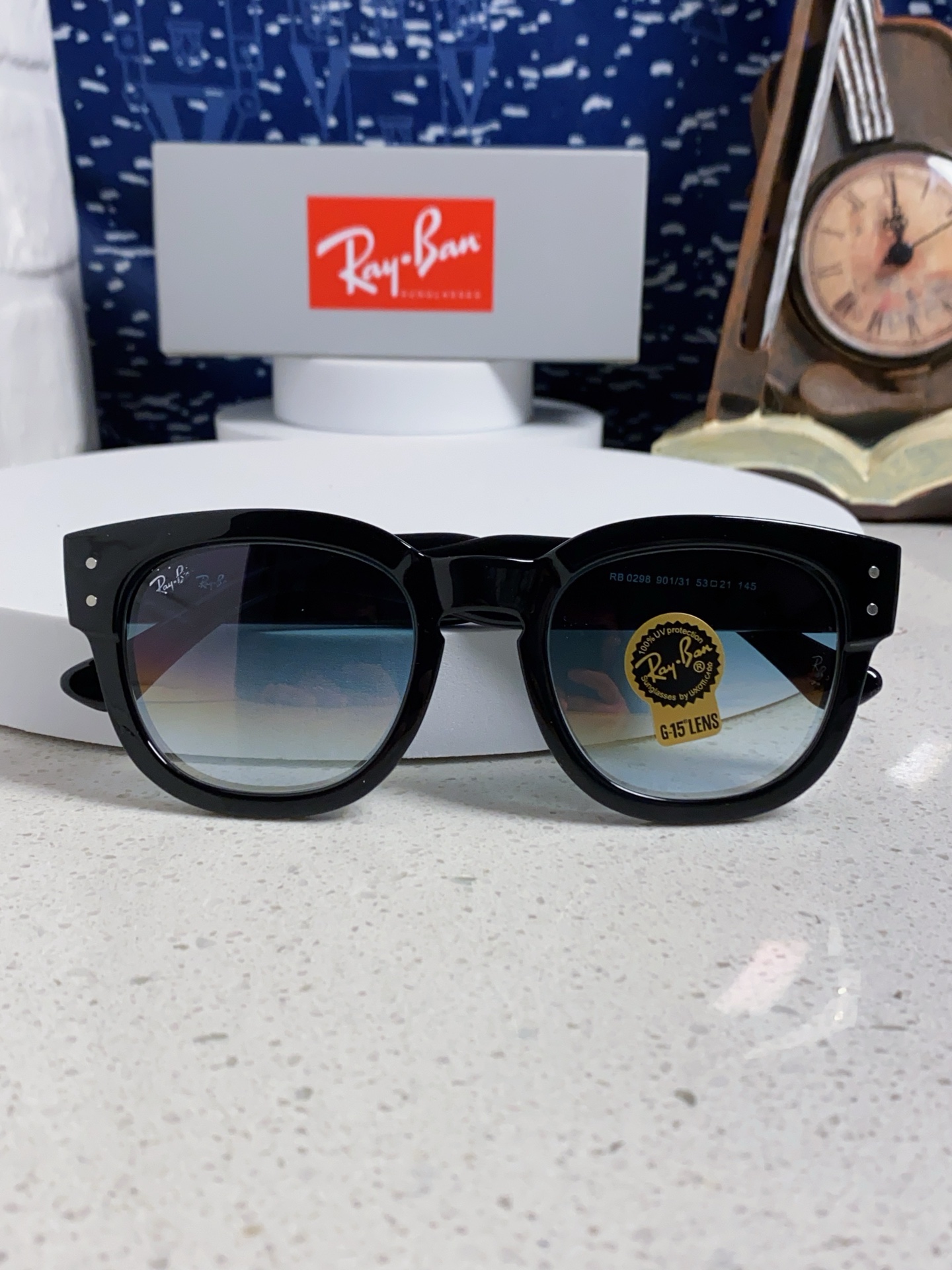  RayBan雷朋 2025新款强化玻璃墨镜男士大框太阳眼镜遮阳防紫外线防风沙骑车专用 RB0298