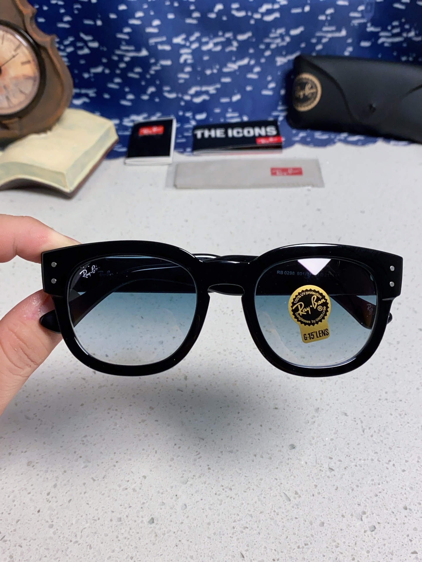  RayBan雷朋 2025新款强化玻璃墨镜男士大框太阳眼镜遮阳防紫外线防风沙骑车专用 RB0298