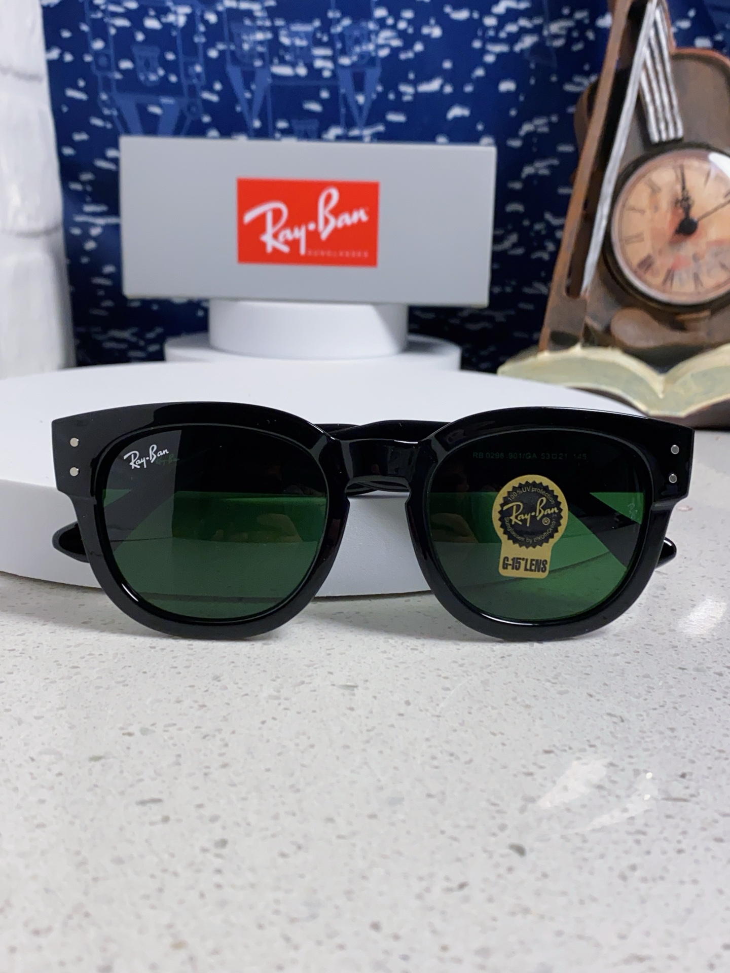  RayBan雷朋 2025新款强化玻璃墨镜男士大框太阳眼镜遮阳防紫外线防风沙骑车专用 RB0298