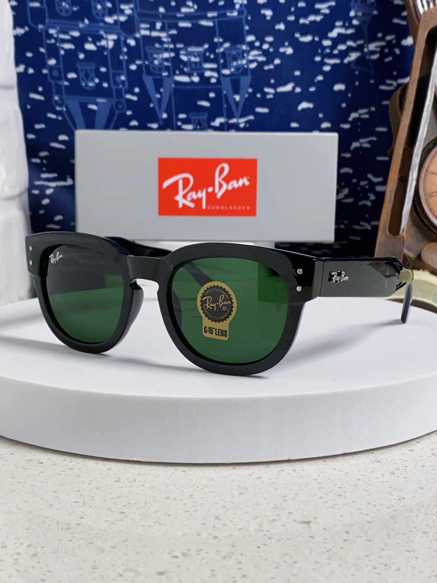  RayBan雷朋 2025新款强化玻璃墨镜男士大框太阳眼镜遮阳防紫外线防风沙骑车专用 RB0298