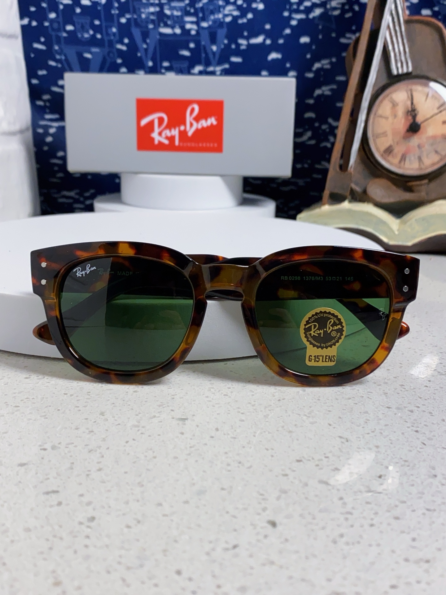  RayBan雷朋 2025新款强化玻璃墨镜男士大框太阳眼镜遮阳防紫外线防风沙骑车专用 RB0298