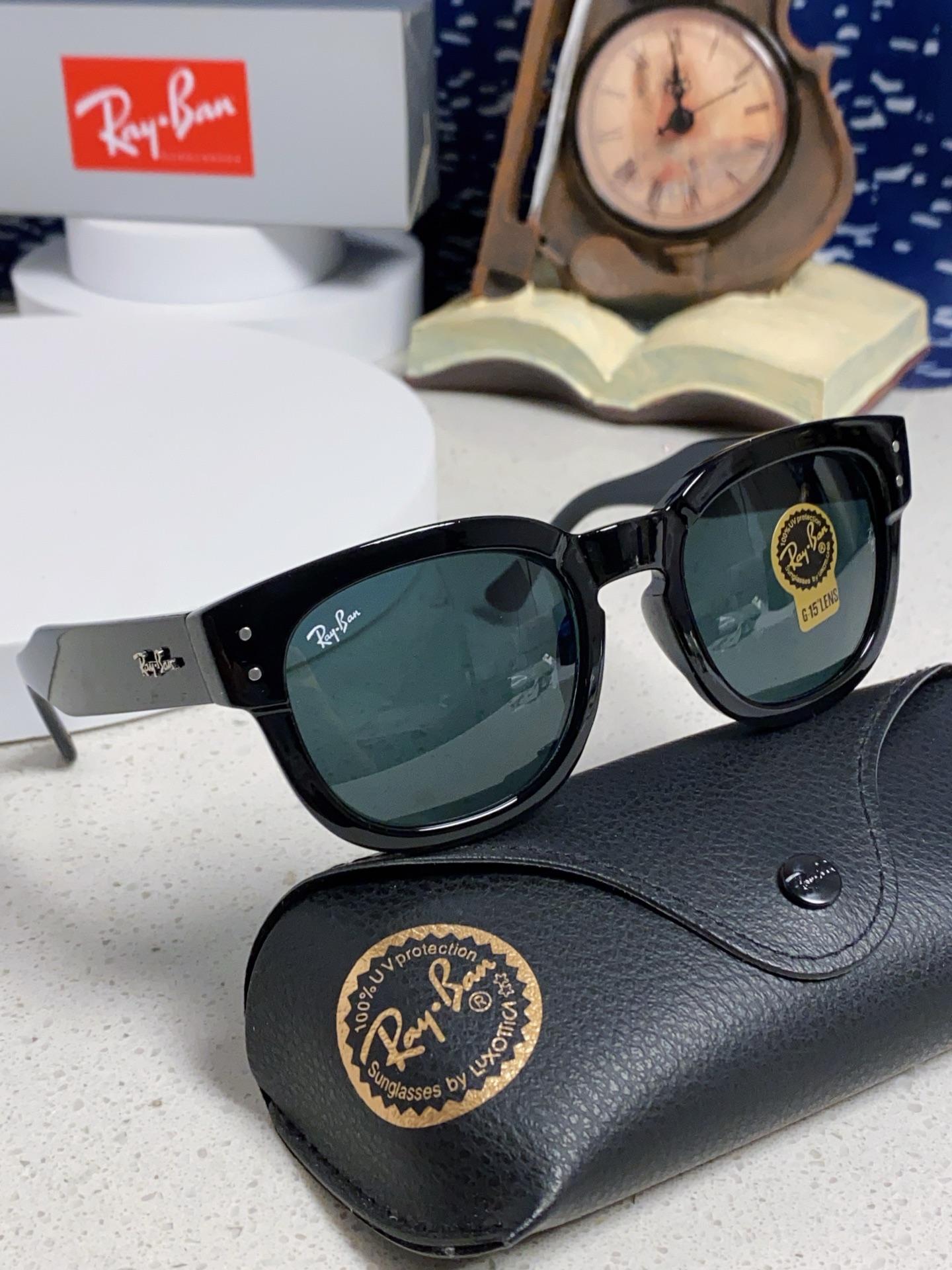  RayBan雷朋 2025新款强化玻璃墨镜男士大框太阳眼镜遮阳防紫外线防风沙骑车专用 RB0298