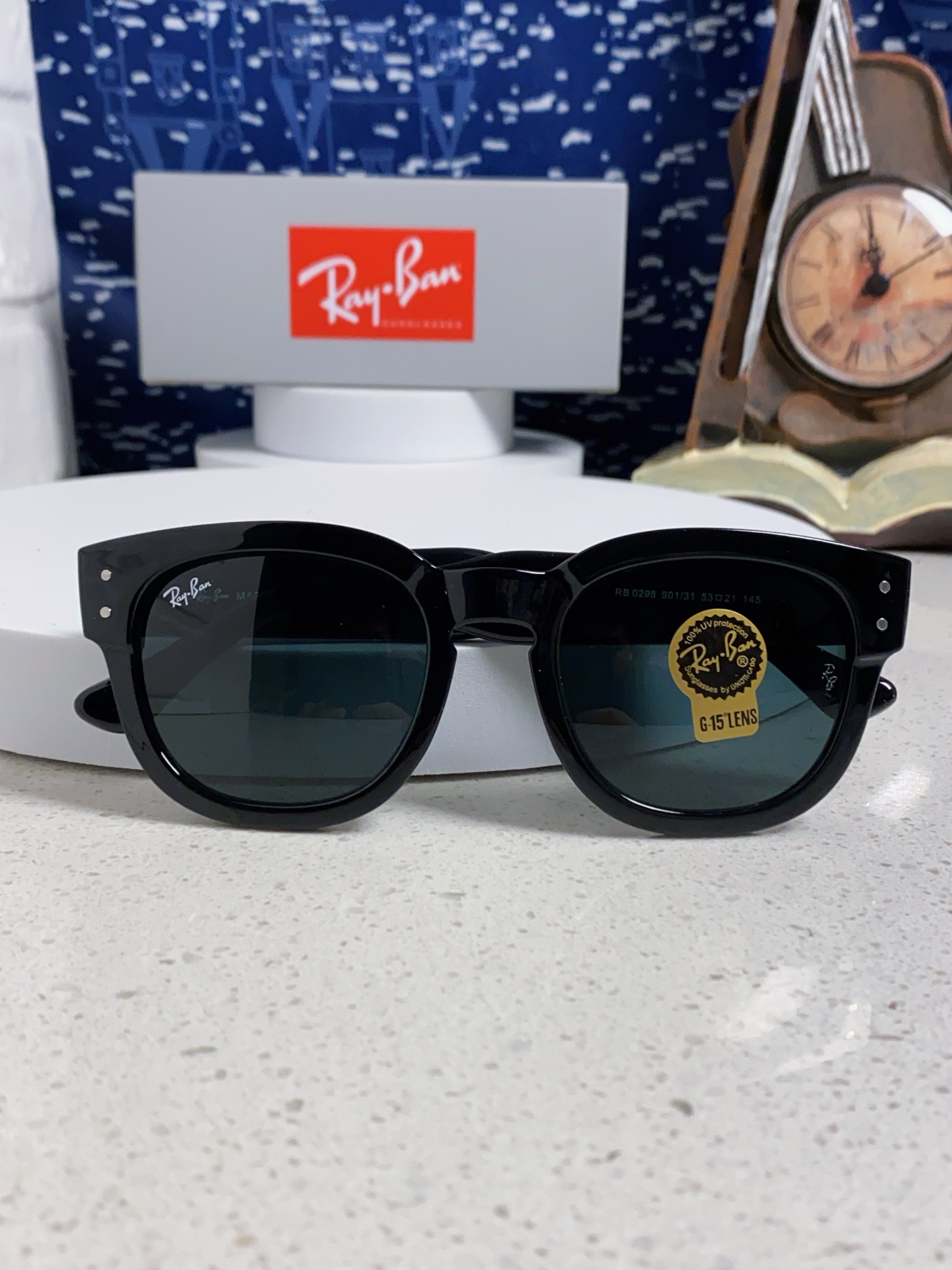  RayBan雷朋 2025新款强化玻璃墨镜男士大框太阳眼镜遮阳防紫外线防风沙骑车专用 RB0298