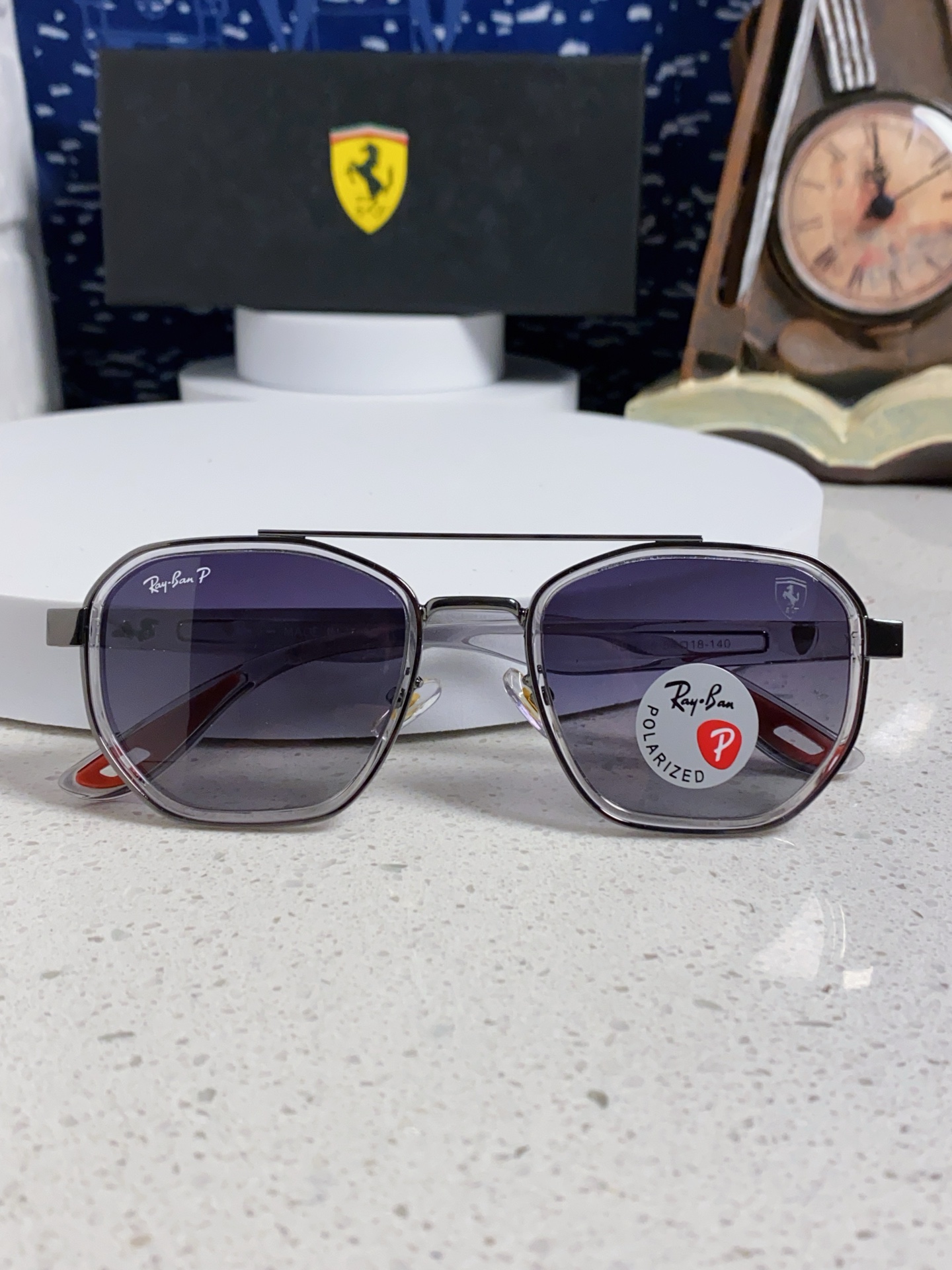  RayBan雷朋法拉利联名 2025新款偏光镜片墨镜遮阳个性双梁男女通用 开车镜太阳镜RB3675