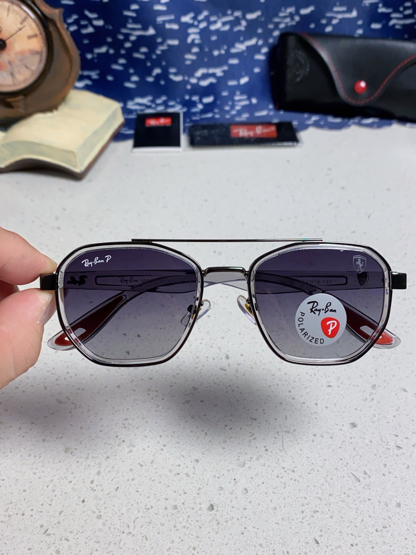 RayBan雷朋法拉利联名 2025新款偏光镜片墨镜遮阳个性双梁男女通用 开车镜太阳镜RB3675