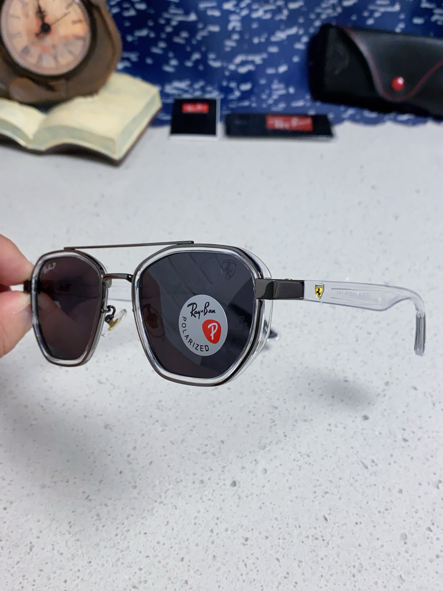  RayBan雷朋法拉利联名 2025新款偏光镜片墨镜遮阳个性双梁男女通用 开车镜太阳镜RB3675