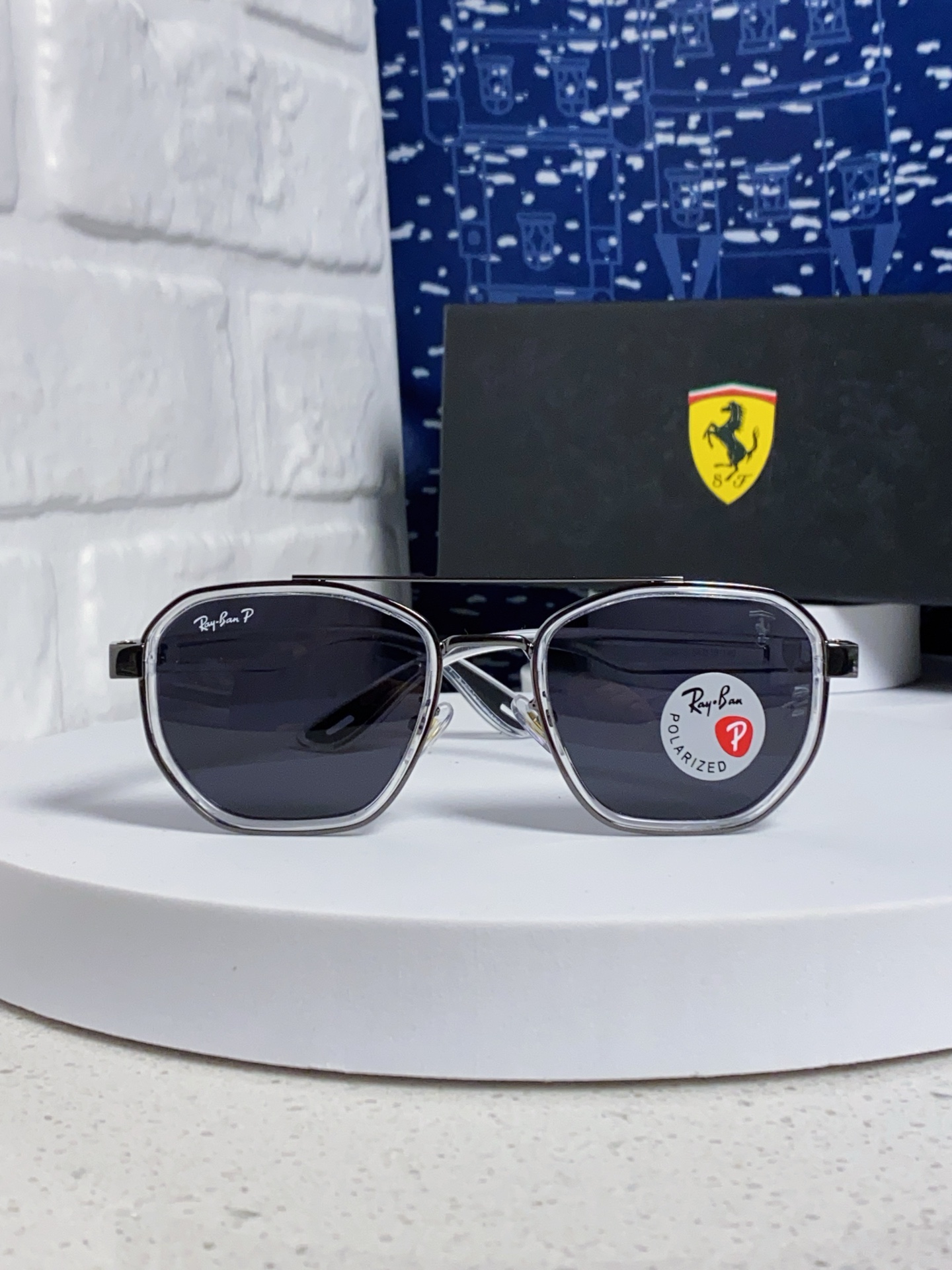  RayBan雷朋法拉利联名 2025新款偏光镜片墨镜遮阳个性双梁男女通用 开车镜太阳镜RB3675