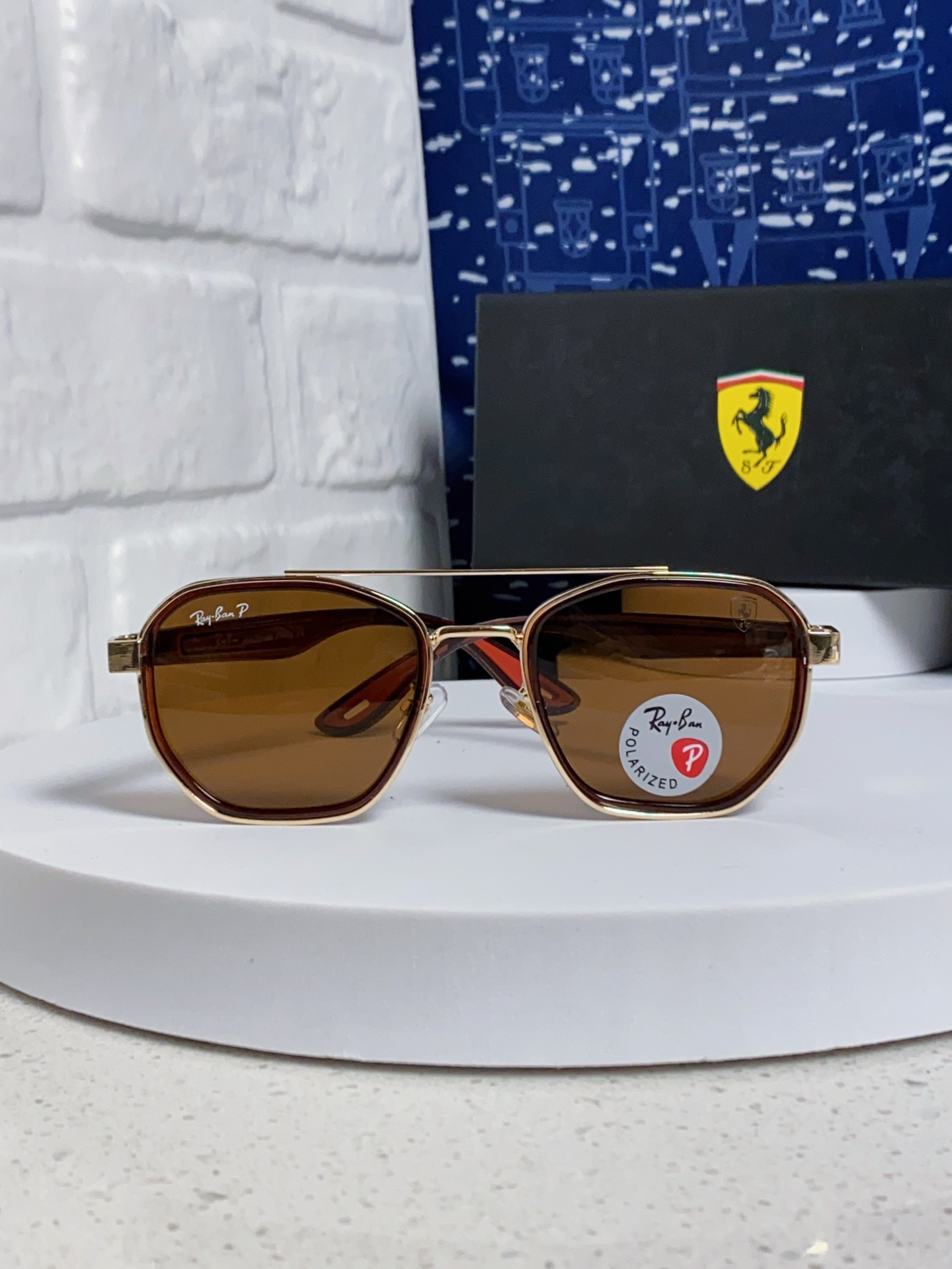  RayBan雷朋法拉利联名 2025新款偏光镜片墨镜遮阳个性双梁男女通用 开车镜太阳镜RB3675