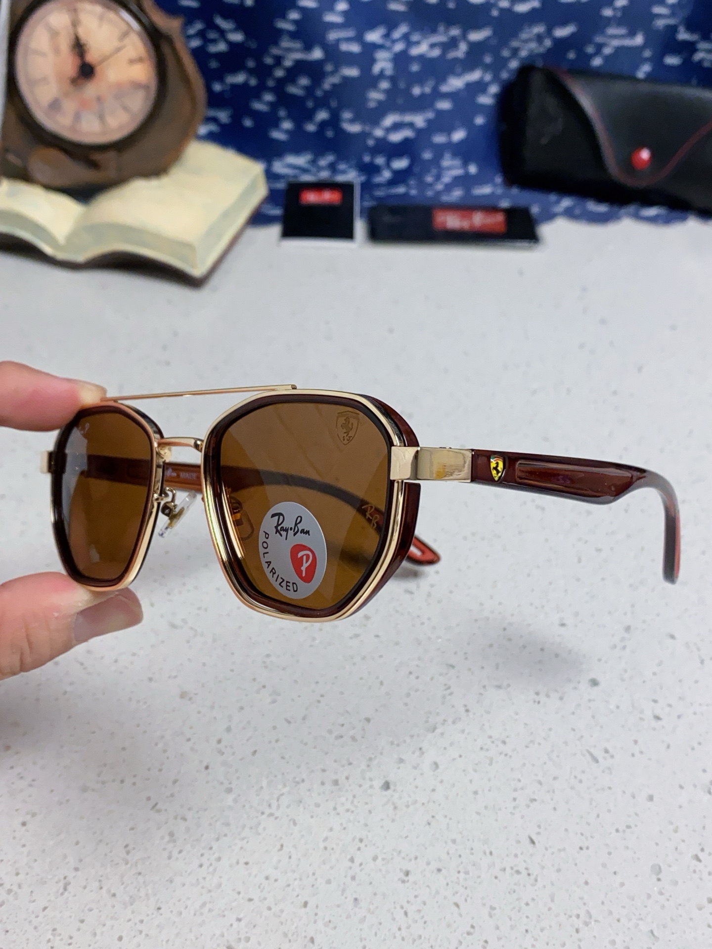  RayBan雷朋法拉利联名 2025新款偏光镜片墨镜遮阳个性双梁男女通用 开车镜太阳镜RB3675