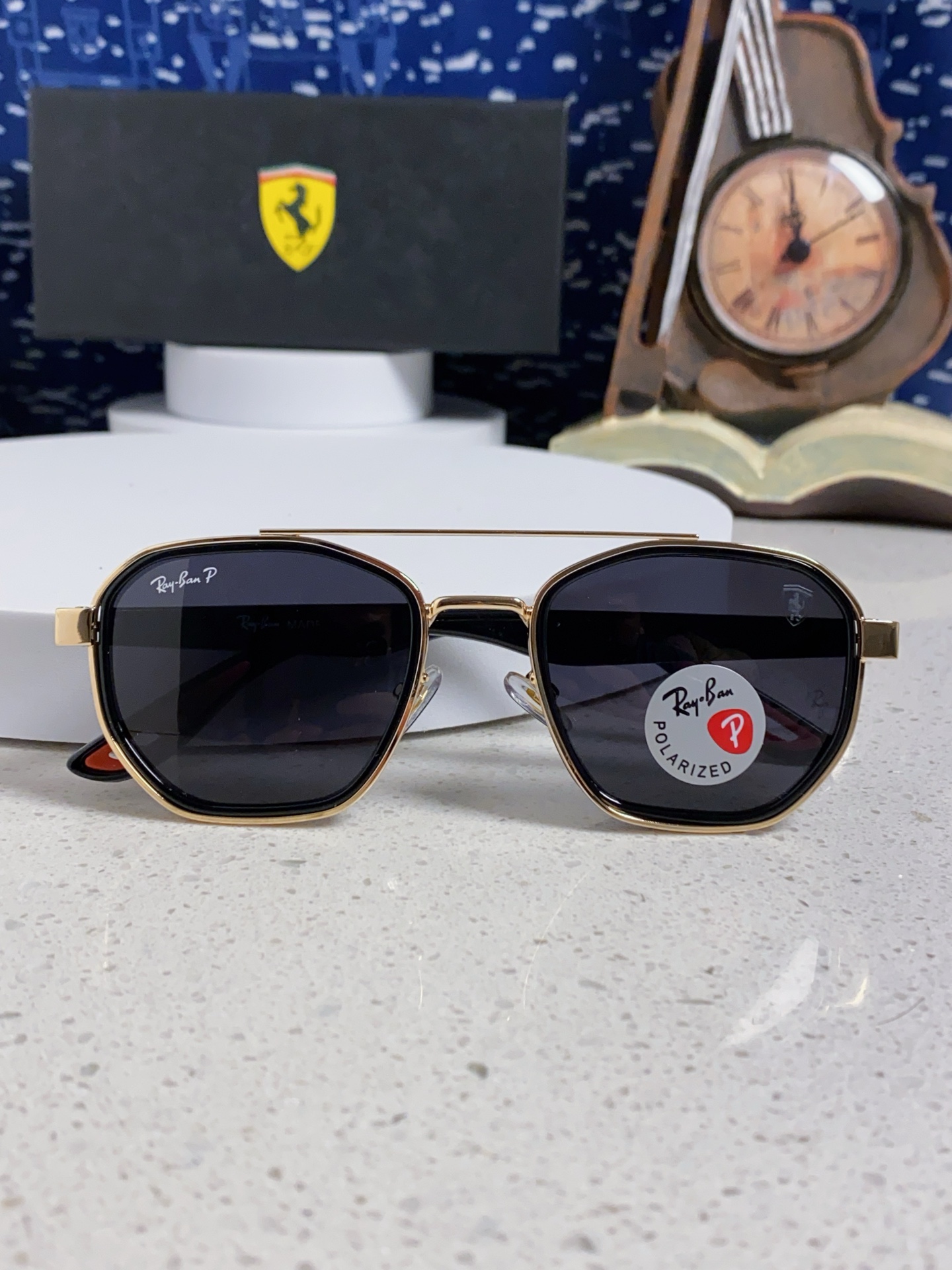  RayBan雷朋法拉利联名 2025新款偏光镜片墨镜遮阳个性双梁男女通用 开车镜太阳镜RB3675