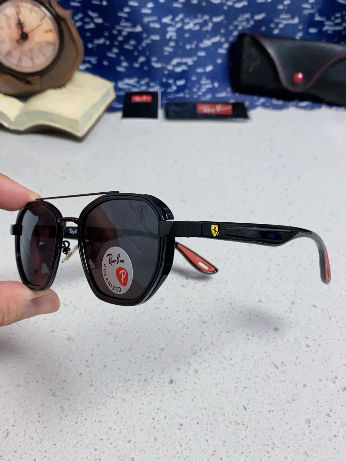  RayBan雷朋法拉利联名 2025新款偏光镜片墨镜遮阳个性双梁男女通用 开车镜太阳镜RB3675