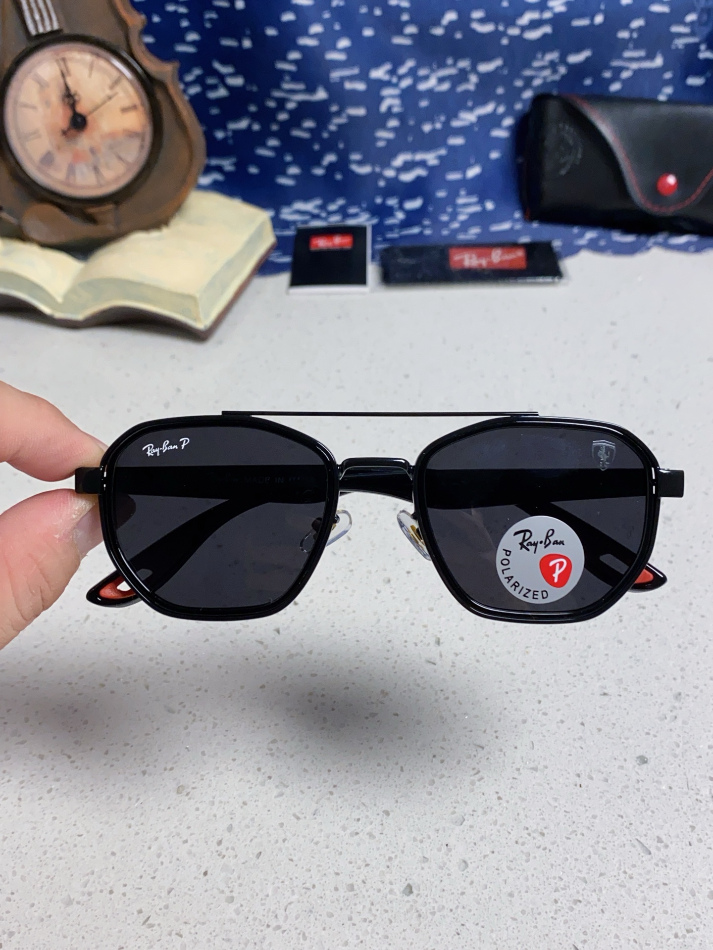  RayBan雷朋法拉利联名 2025新款偏光镜片墨镜遮阳个性双梁男女通用 开车镜太阳镜RB3675