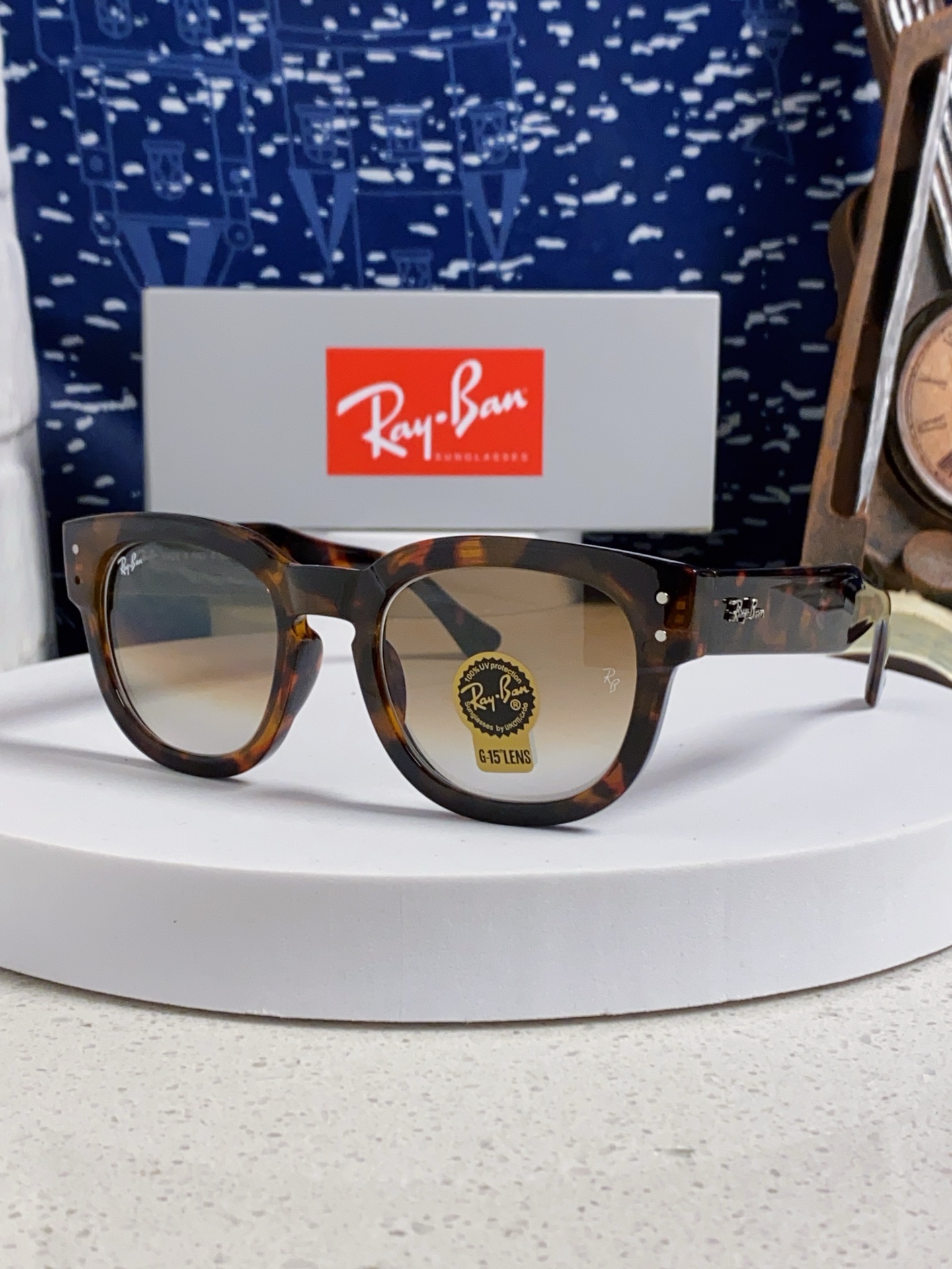  RayBan雷朋 2025新款强化玻璃墨镜男士大框太阳眼镜遮阳防紫外线防风沙骑车专用 RB0298