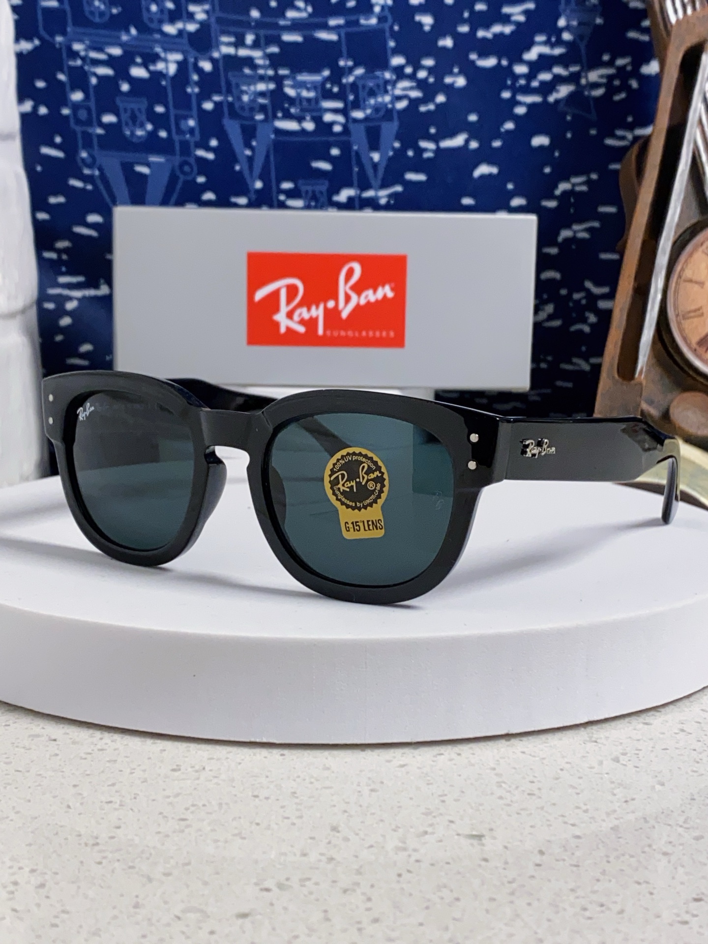  RayBan雷朋 2025新款强化玻璃墨镜男士大框太阳眼镜遮阳防紫外线防风沙骑车专用 RB0298