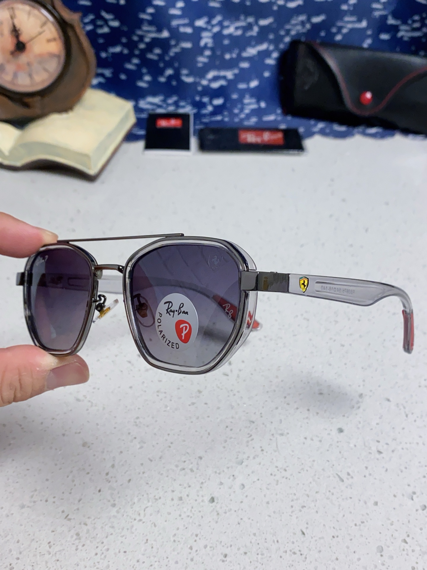  RayBan雷朋法拉利联名 2025新款偏光镜片墨镜遮阳个性双梁男女通用 开车镜太阳镜RB3675