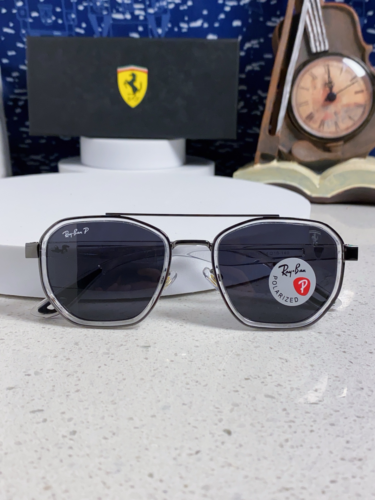  RayBan雷朋法拉利联名 2025新款偏光镜片墨镜遮阳个性双梁男女通用 开车镜太阳镜RB3675