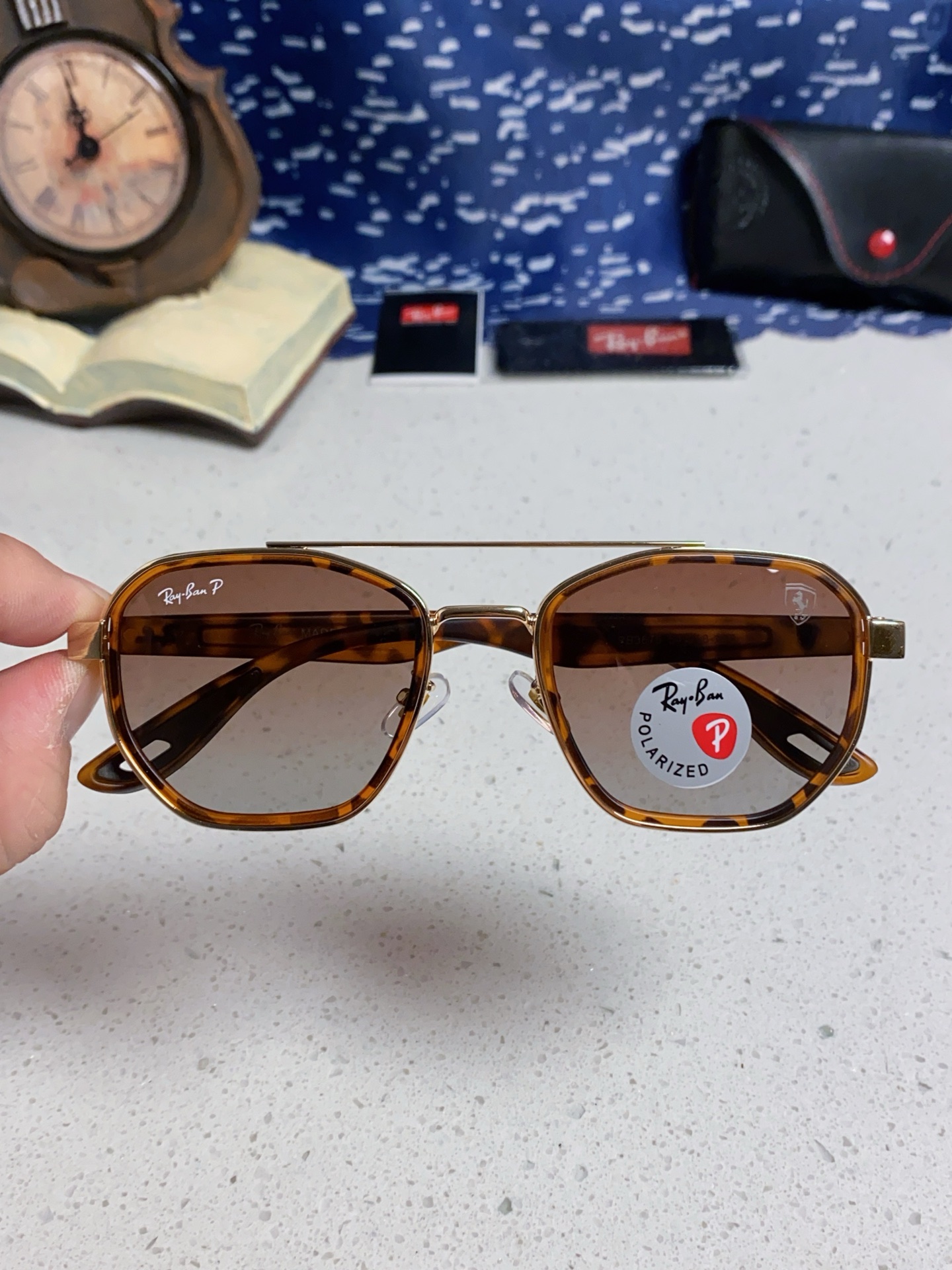  RayBan雷朋法拉利联名 2025新款偏光镜片墨镜遮阳个性双梁男女通用 开车镜太阳镜RB3675
