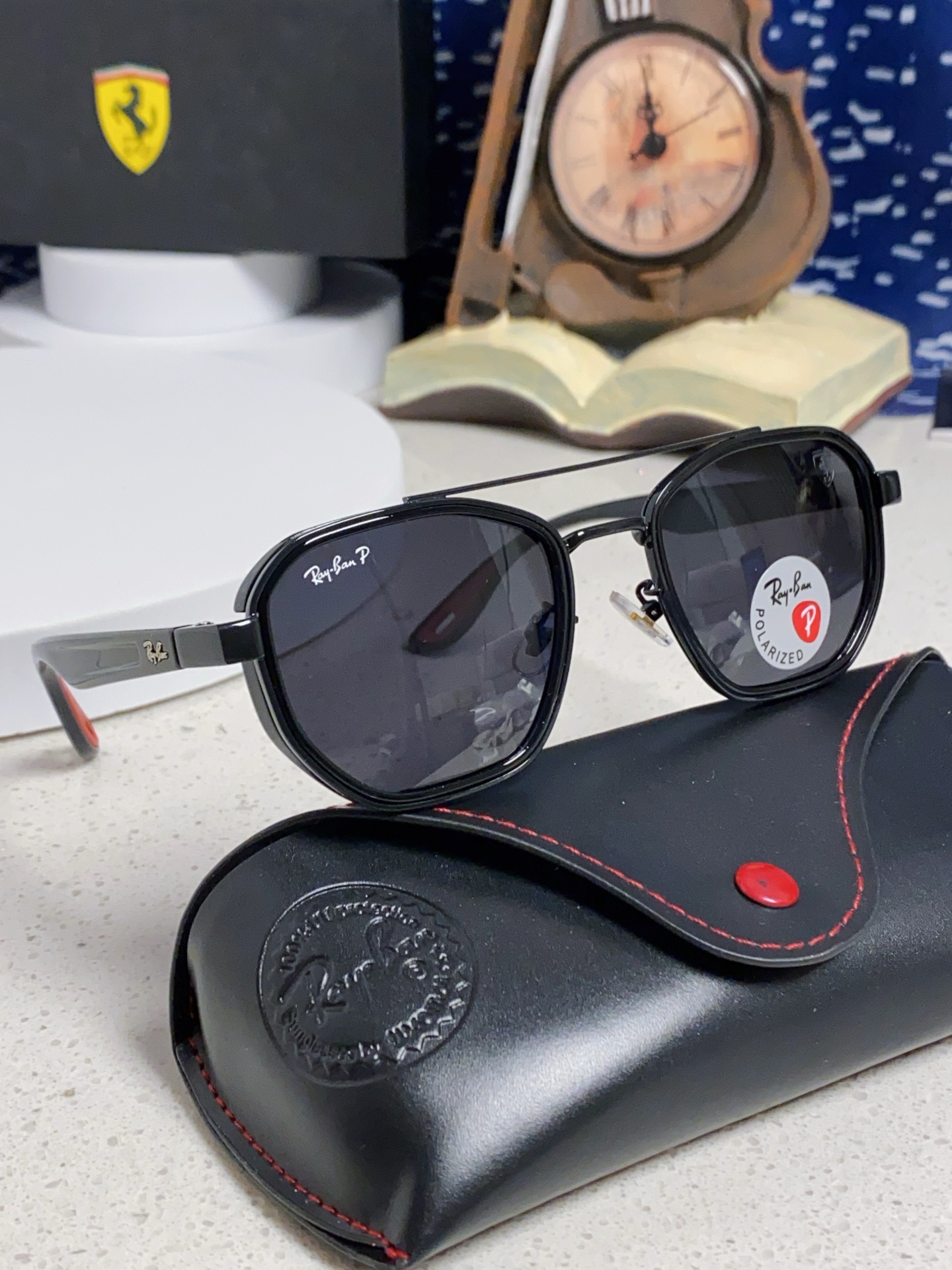  RayBan雷朋法拉利联名 2025新款偏光镜片墨镜遮阳个性双梁男女通用 开车镜太阳镜RB3675