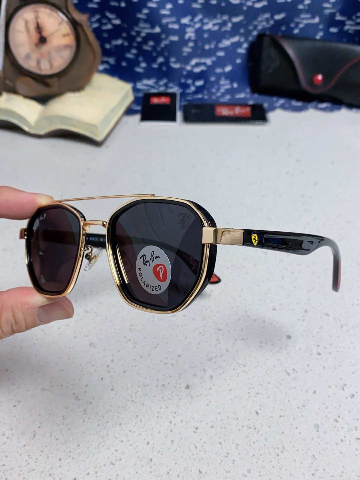  RayBan雷朋法拉利联名 2025新款偏光镜片墨镜遮阳个性双梁男女通用 开车镜太阳镜RB3675
