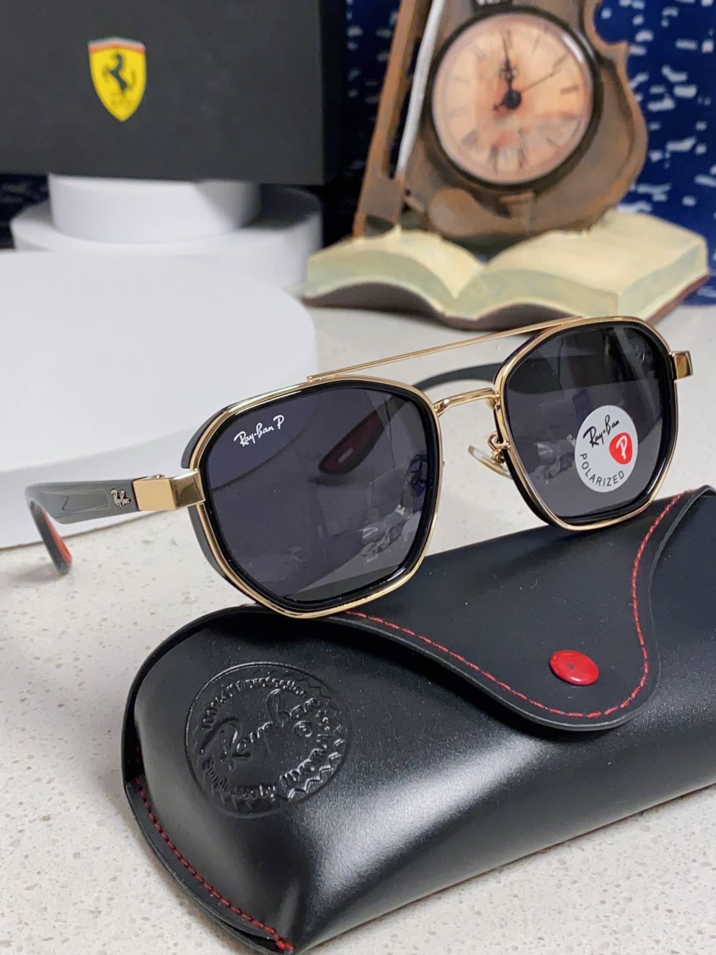  RayBan雷朋法拉利联名 2025新款偏光镜片墨镜遮阳个性双梁男女通用 开车镜太阳镜RB3675