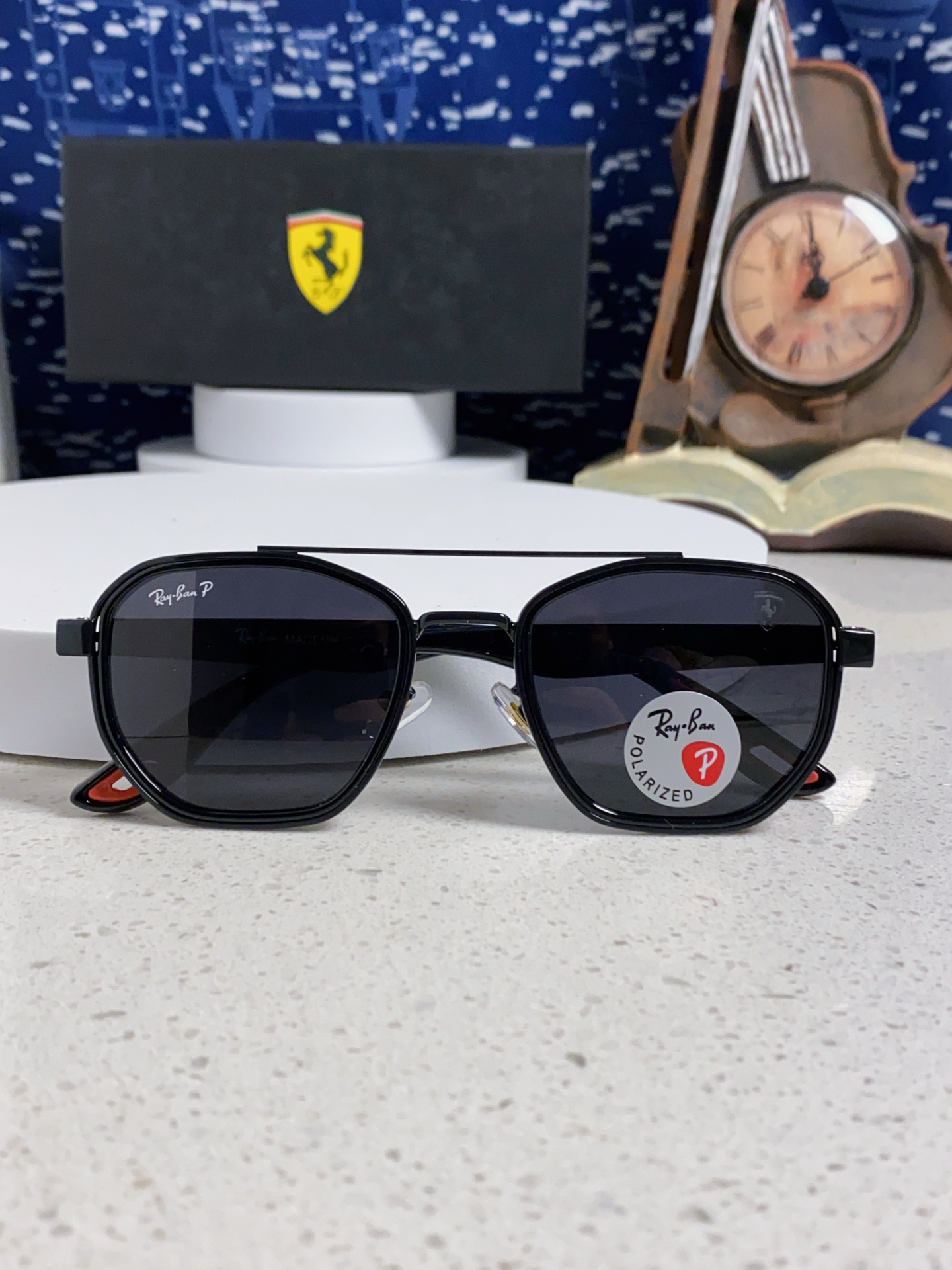  RayBan雷朋法拉利联名 2025新款偏光镜片墨镜遮阳个性双梁男女通用 开车镜太阳镜RB3675