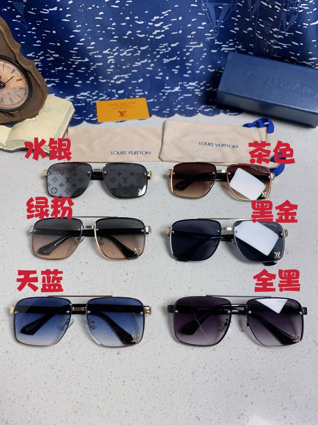  LouisVuitton路易威登 2025新款复古高级男驾驶方框时尚防晒品牌小墨镜新款太阳镜欧美爆款