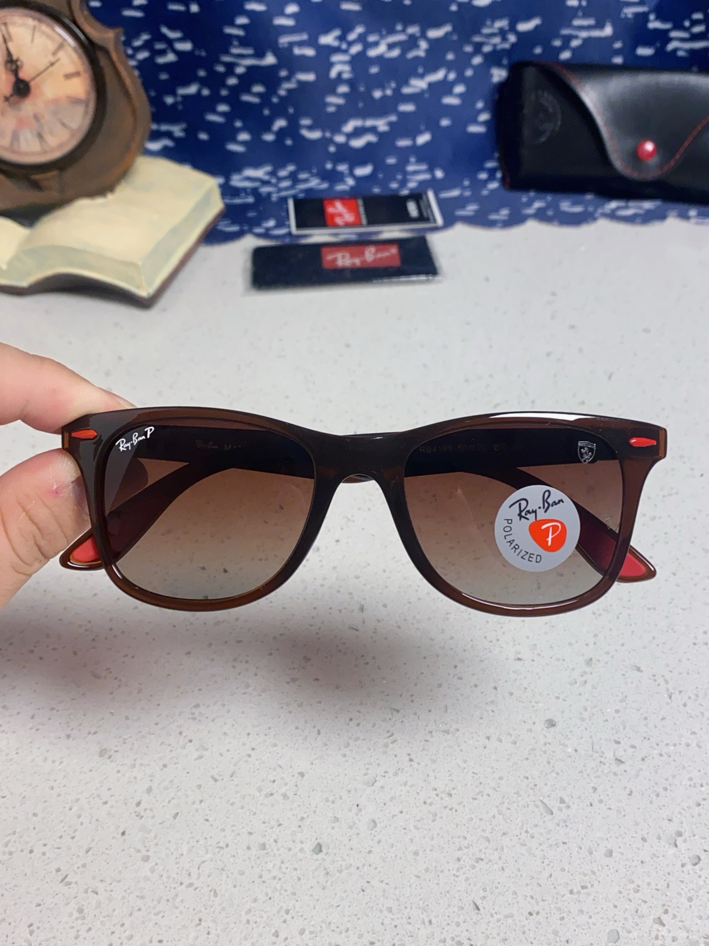  RayBan雷朋法拉利联名 经典款太阳镜墨镜BR4195树脂偏光镜 感防紫外线眼镜