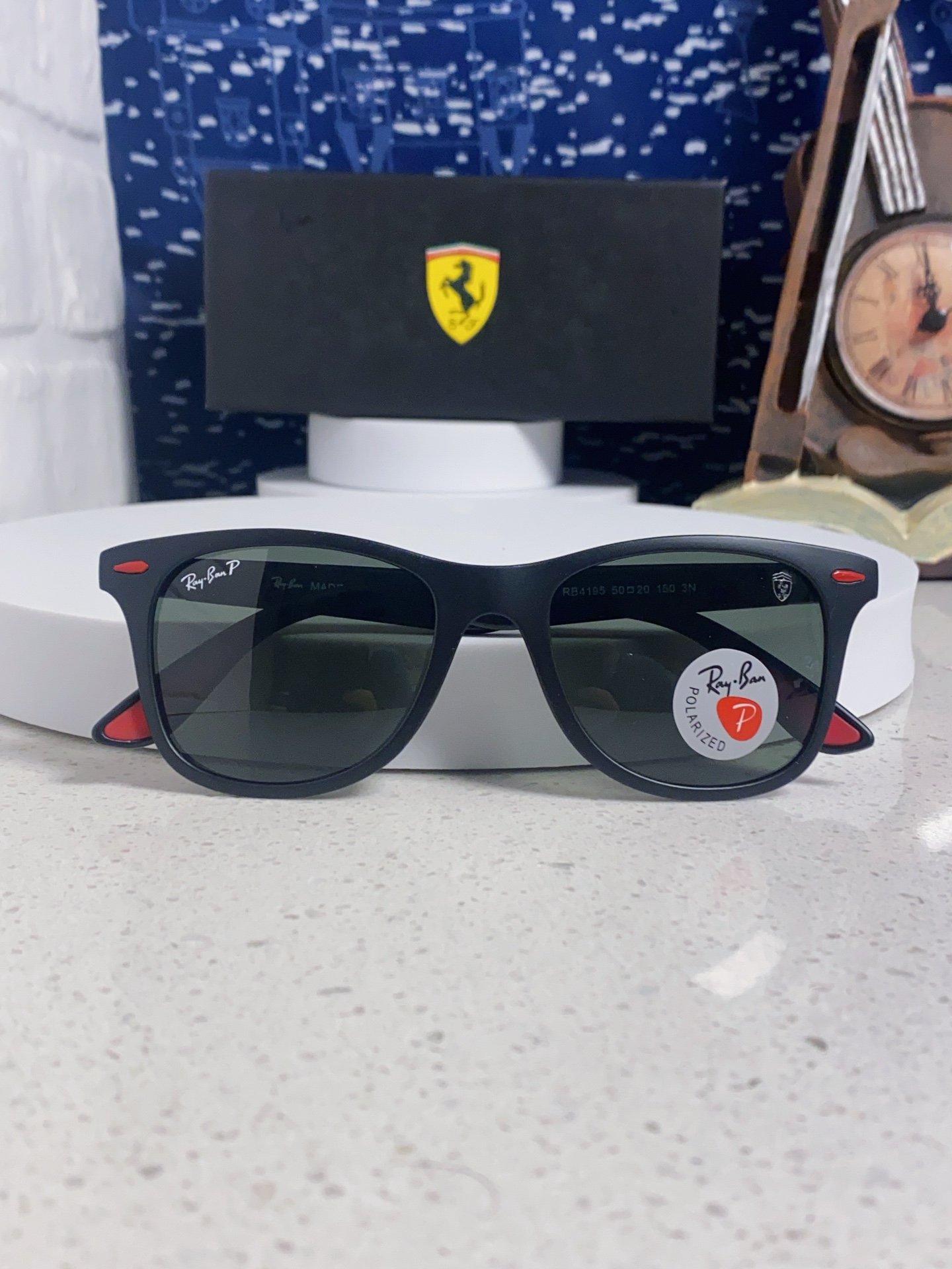  RayBan雷朋法拉利联名 经典款太阳镜墨镜BR4195树脂偏光镜 感防紫外线眼镜