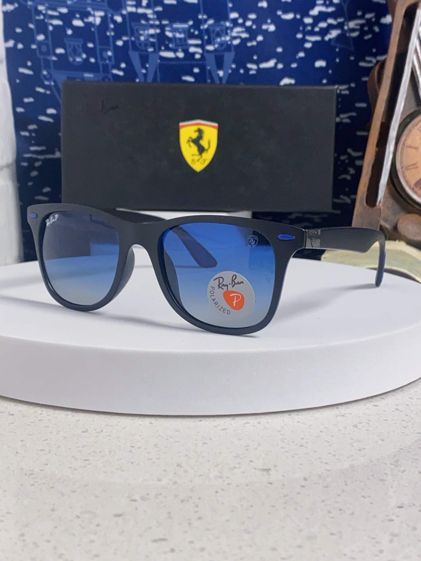  RayBan雷朋法拉利联名 经典款太阳镜墨镜BR4195树脂偏光镜 感防紫外线眼镜