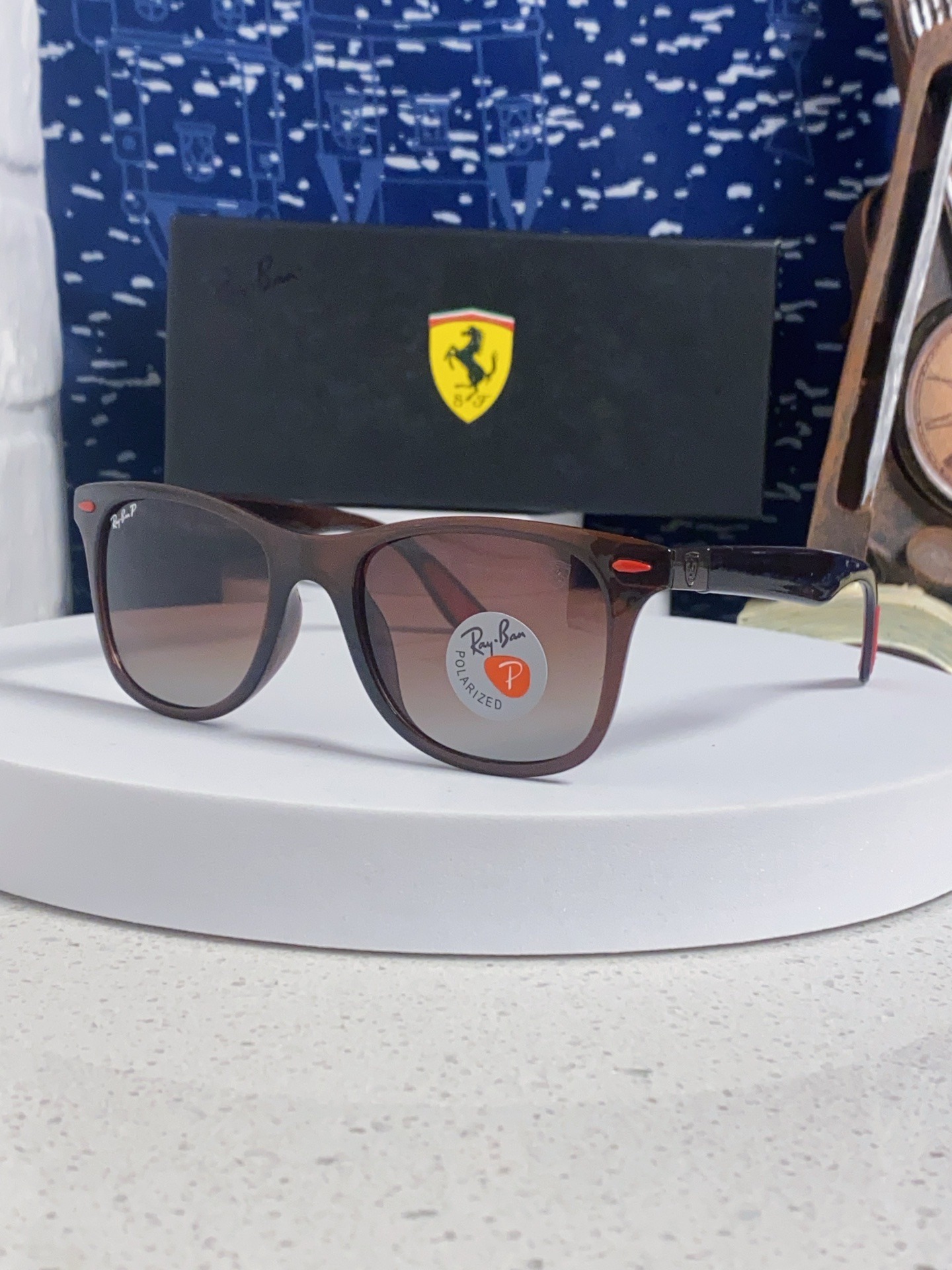  RayBan雷朋法拉利联名 经典款太阳镜墨镜BR4195树脂偏光镜 感防紫外线眼镜