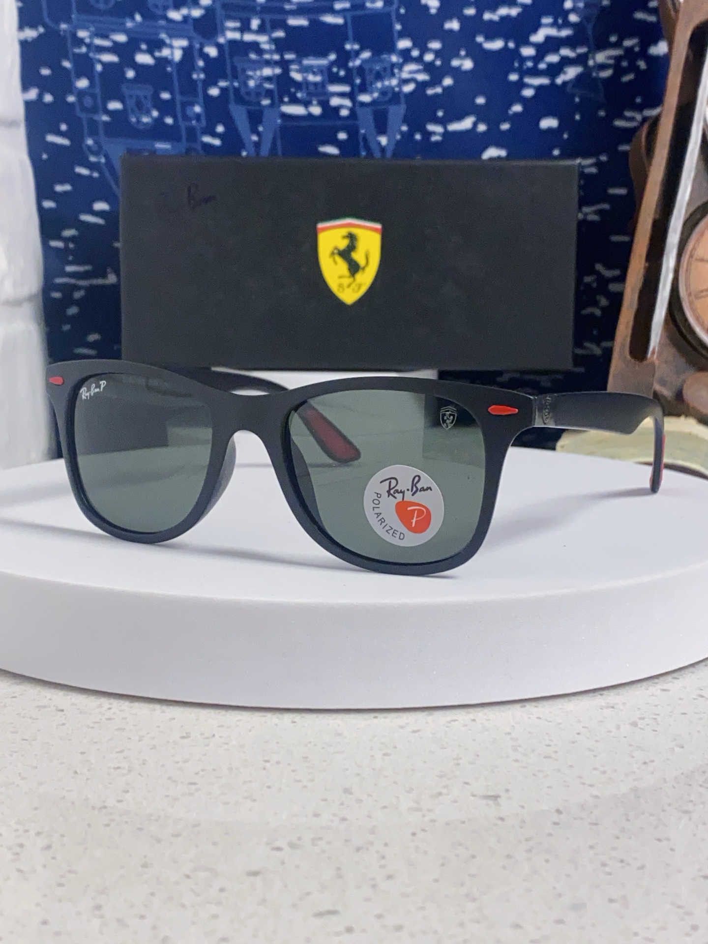  RayBan雷朋法拉利联名 经典款太阳镜墨镜BR4195树脂偏光镜 感防紫外线眼镜