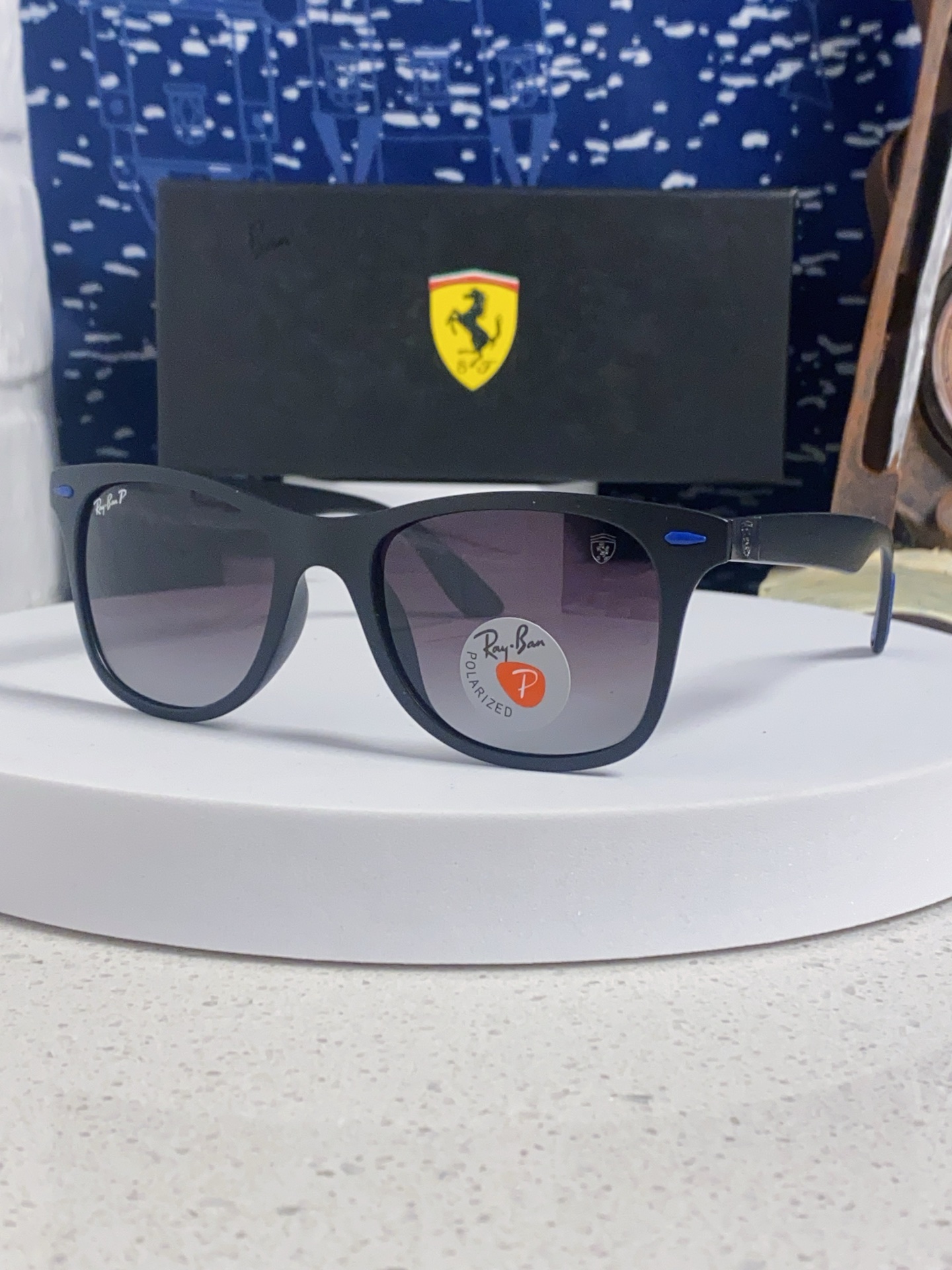  RayBan雷朋法拉利联名 经典款太阳镜墨镜BR4195树脂偏光镜 感防紫外线眼镜