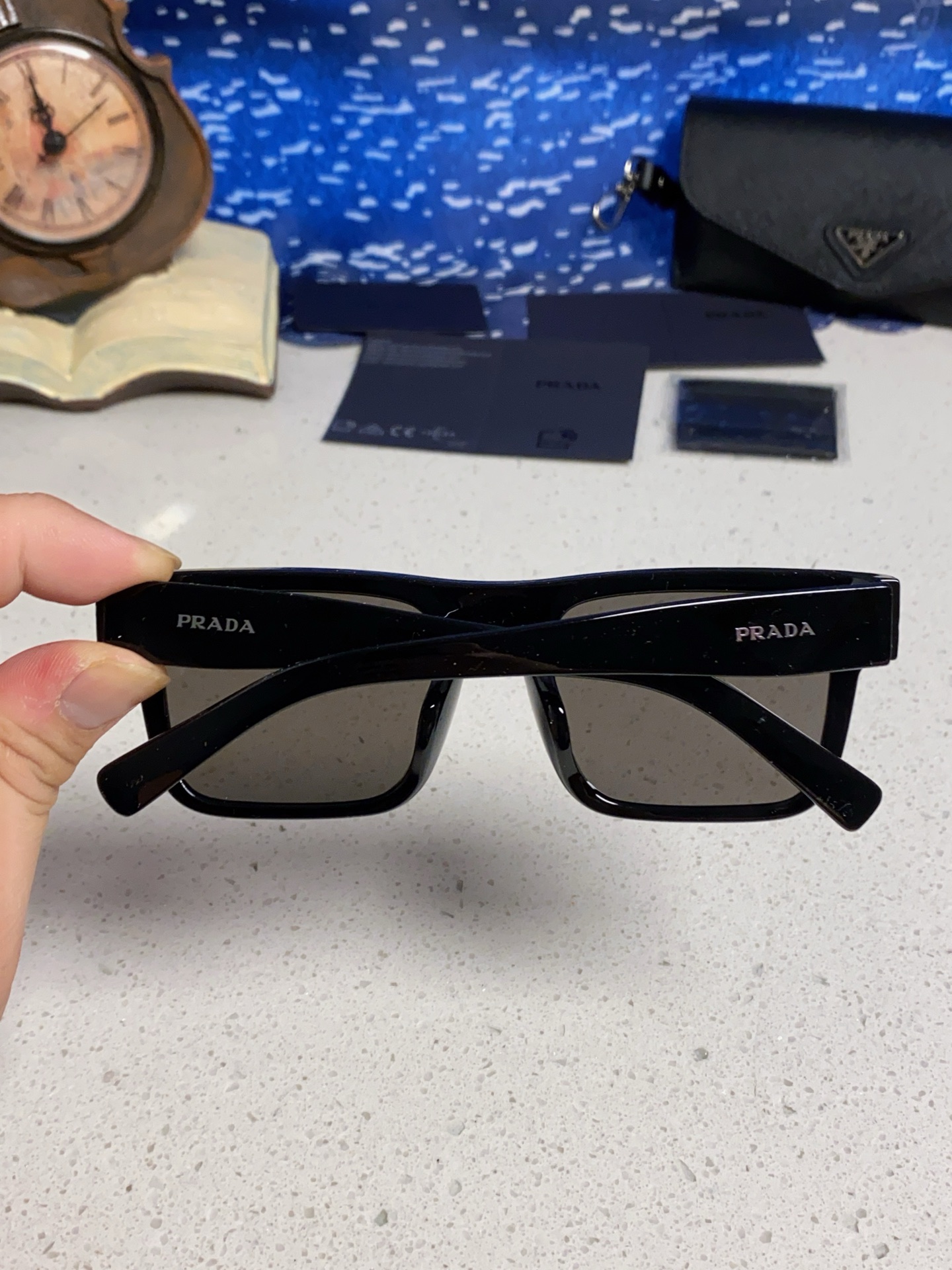 Prada普拉达 2025新款墨镜林志颖同款防紫外线方形驾驶开车防晒 时尚男女方框街拍太阳镜 PR19W