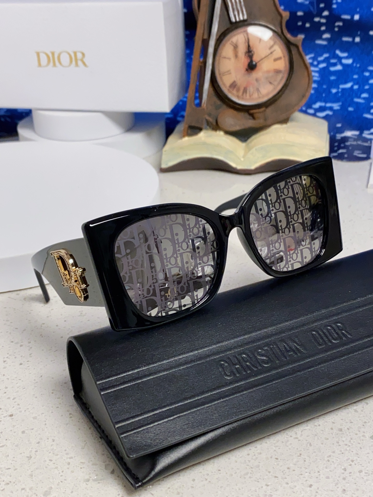 Dior迪奥 2025夏季新款欧美个性大框蝴蝶形猫眼墨镜男女潮圆脸显瘦方形太阳眼