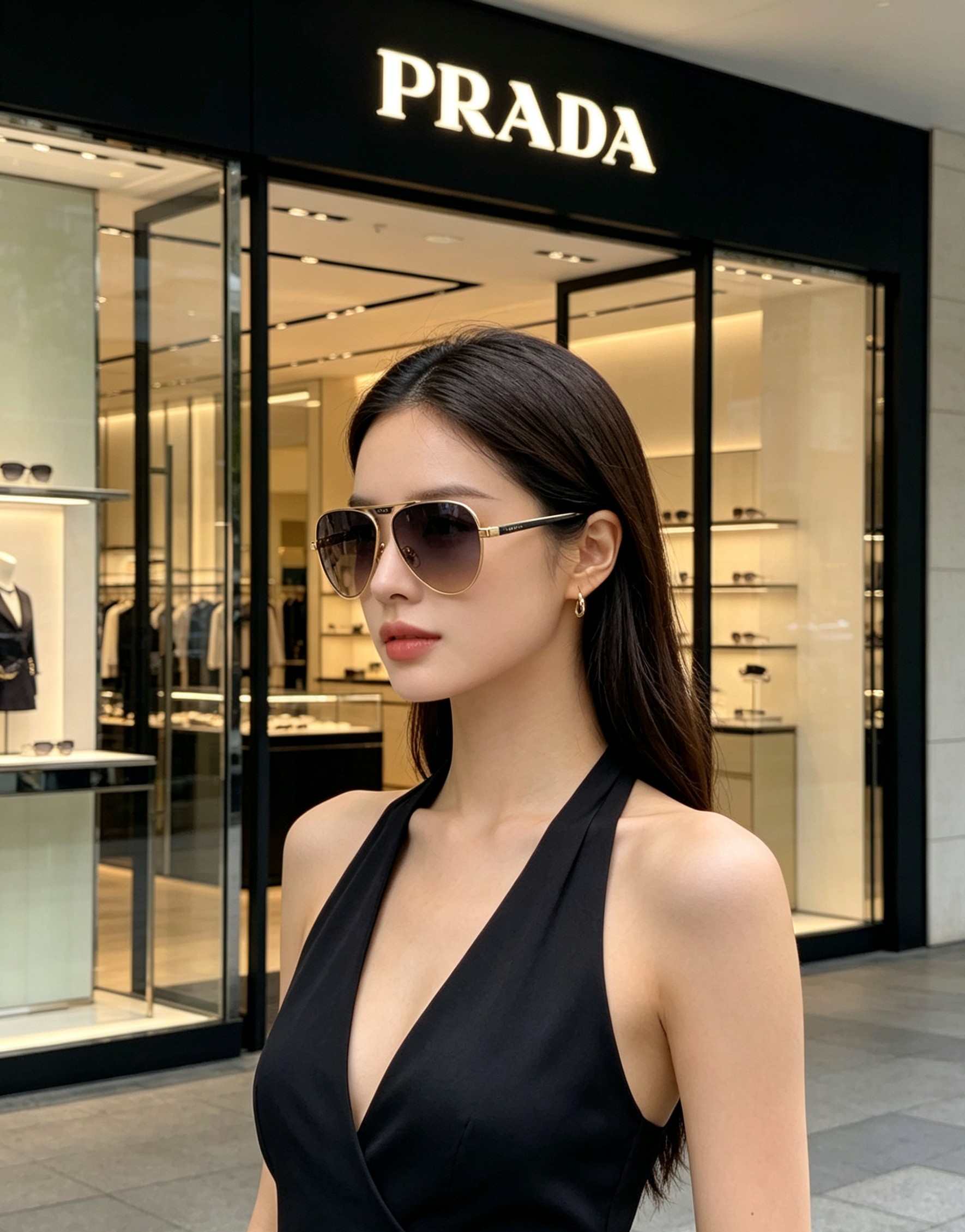 Prada普拉达 2026新款永不过时的飞行员款太阳镜，以利落线条重塑经典美学。细框金属架构搭配黑金撞色