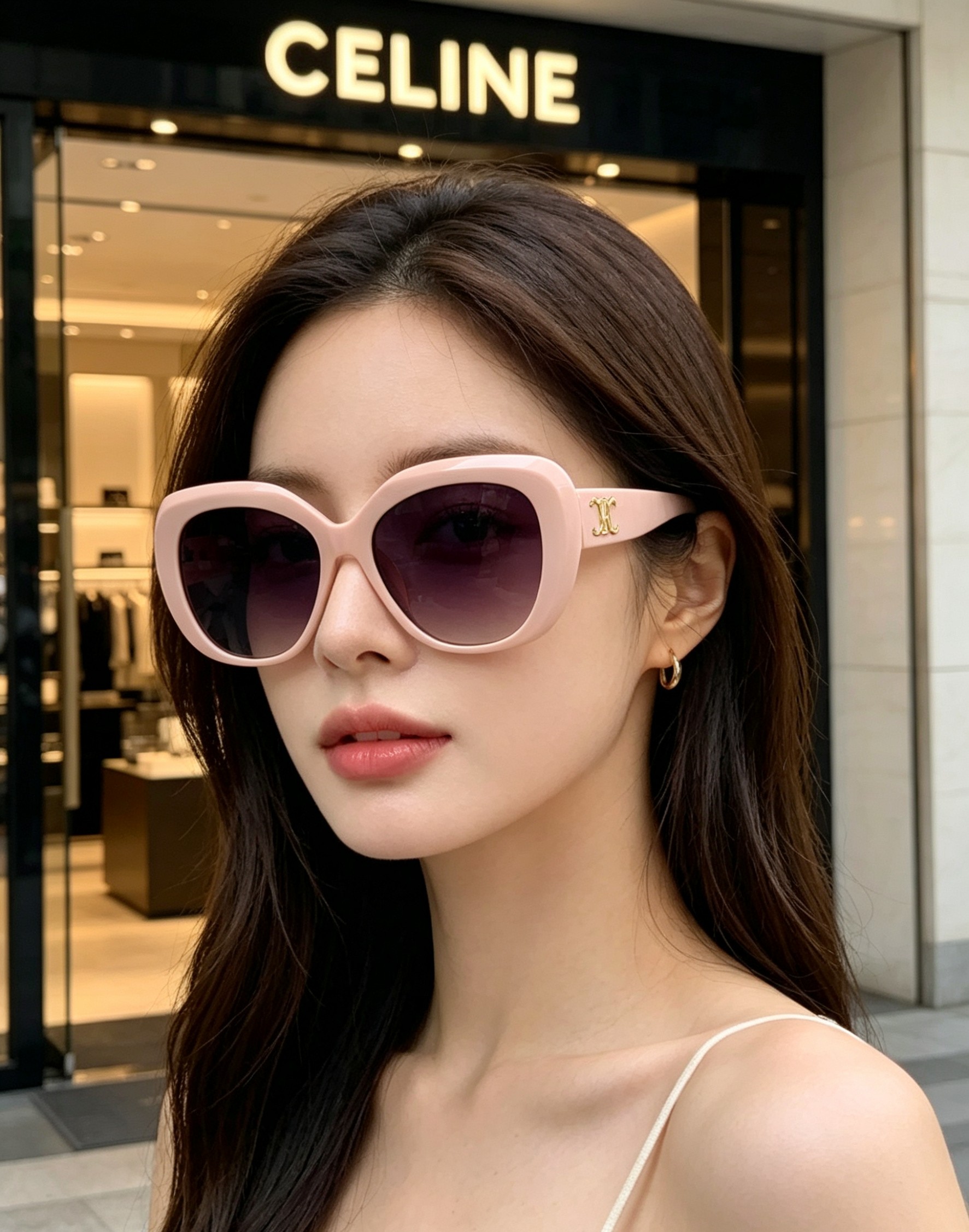 Celine赛林 凯旋门系列猫眼太阳镜 | 不费力的法式复古腔调这副墨镜以经典的猫眼轮廓为基底，高光镜框