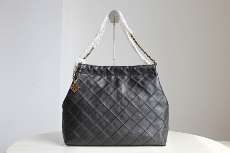 Tory Burch Fleming Black Soft Lambskin Leather Shoulder Bag, Diamond Pattern 1 Tory Burch Fleming Black Soft Lambskin Leather Shoulder Bag, Diamond Pattern