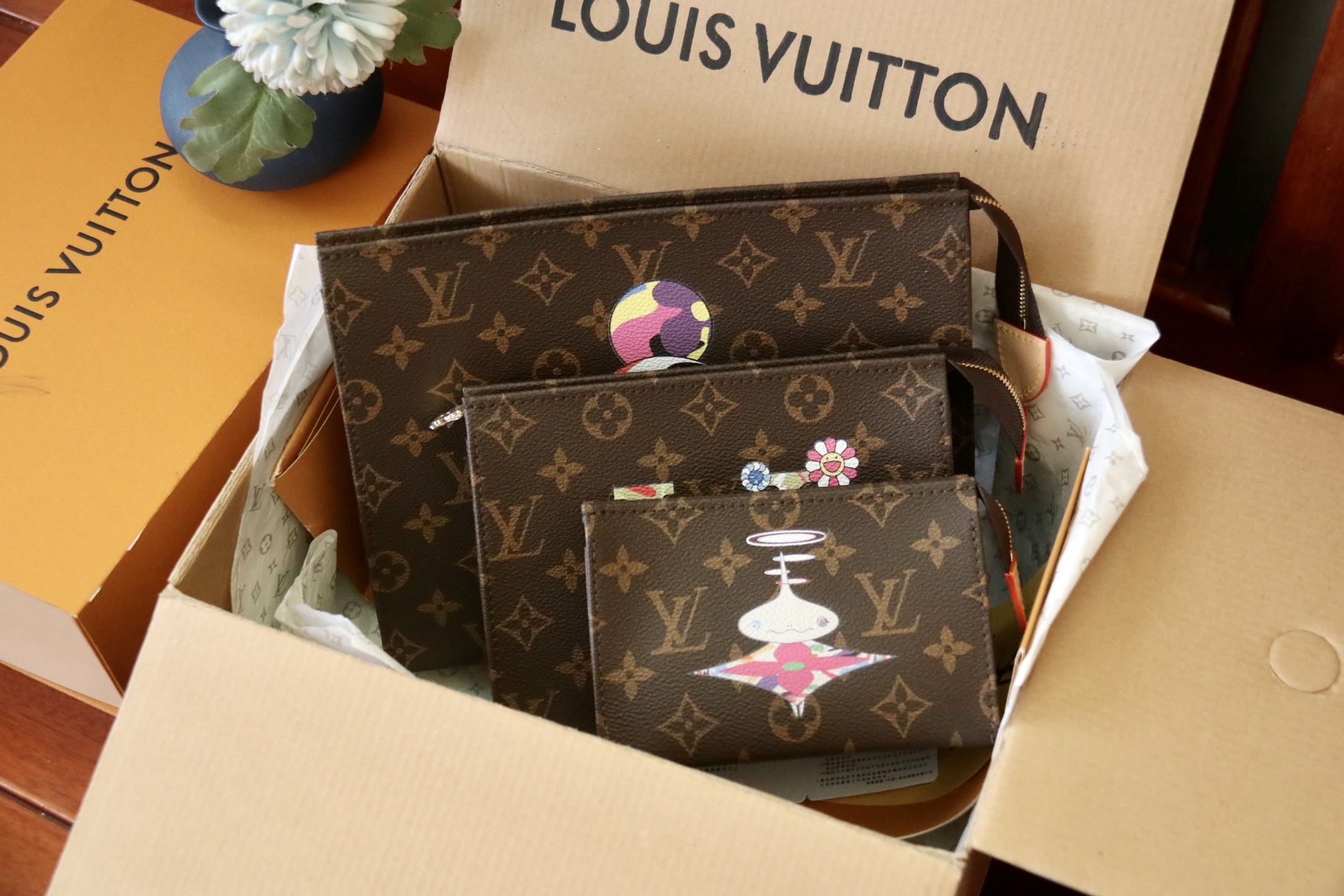Louis Vuitton x Murakami Takashi Trio Pouch Monogram Brown