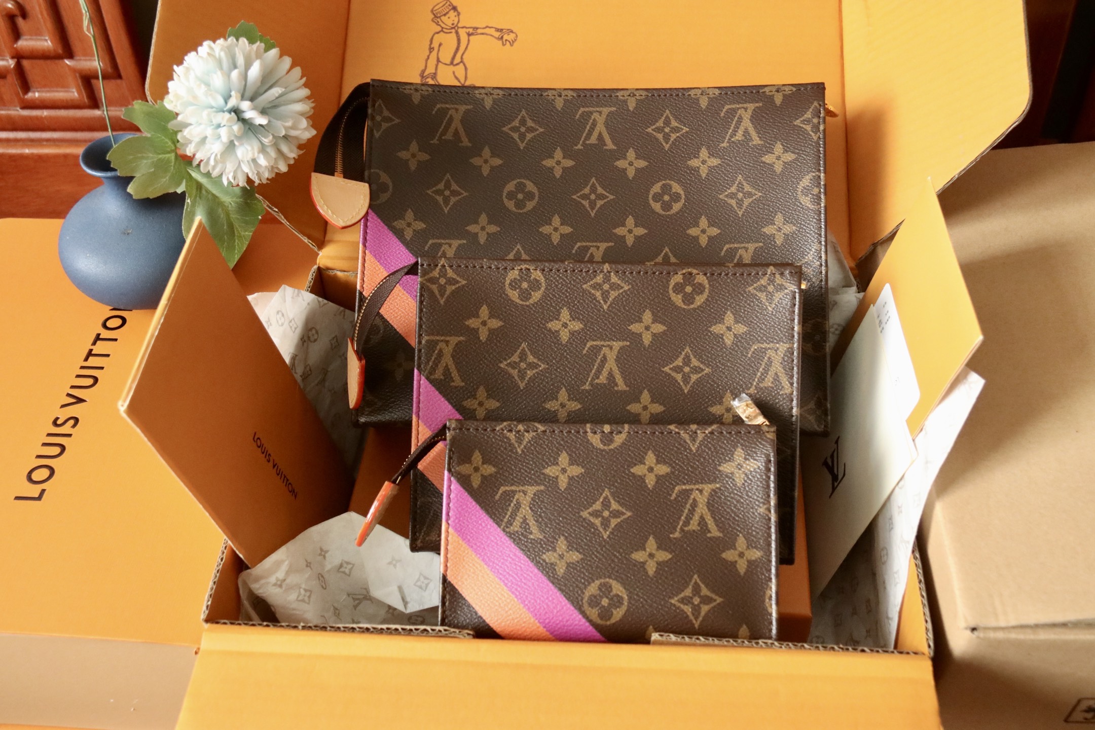 Louis Vuitton Monogram Trio Pouch Set, Authentic Designer Handbag 3 i1752822791473 4005 0 1