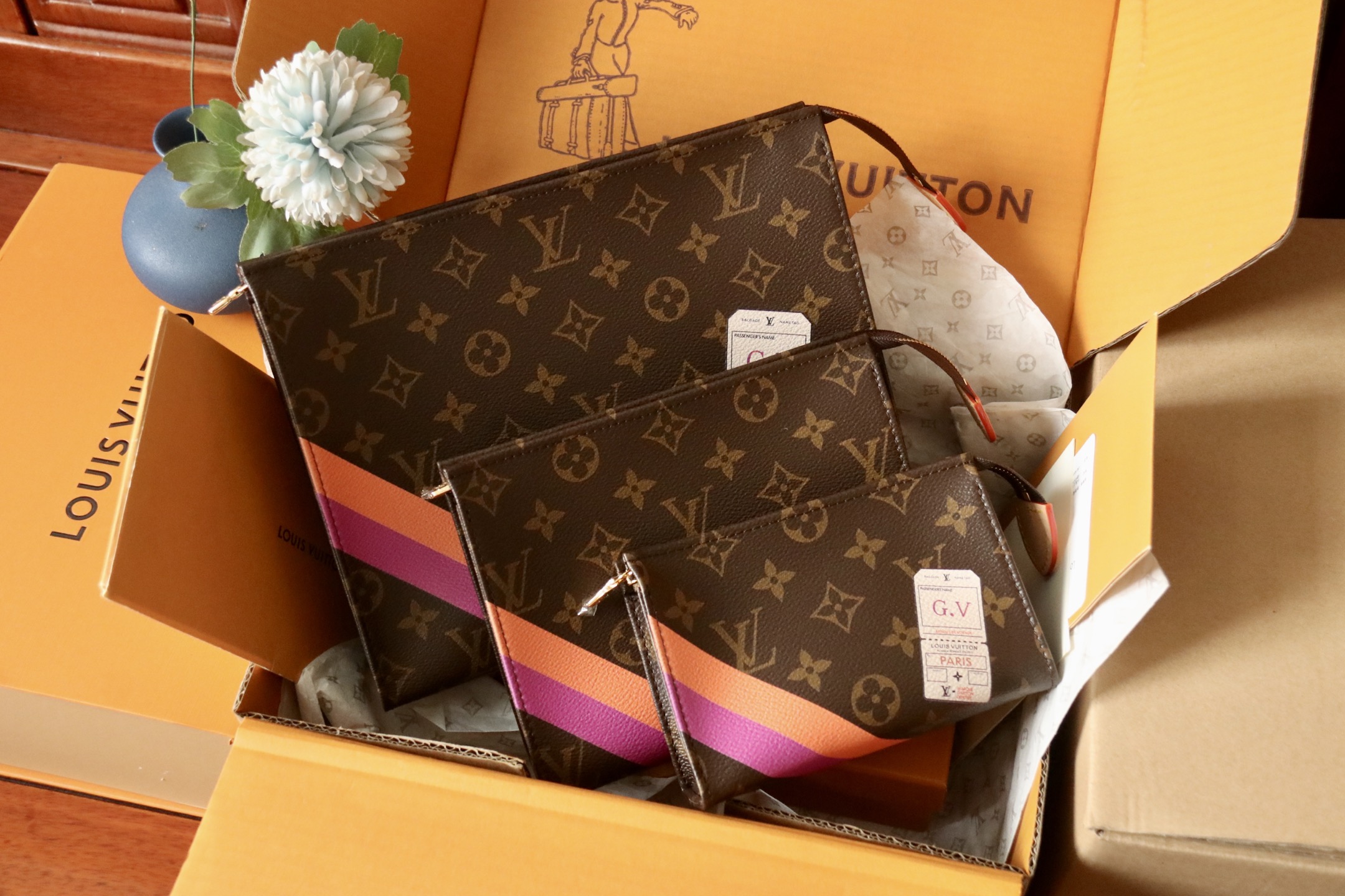Louis Vuitton Monogram Trio Pouch Set, Authentic Designer Handbag 2 i1752822801238 8904 0 0