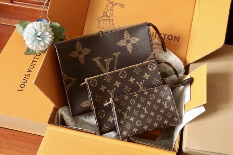Louis Vuitton Trio Pouch Toiletry Bag Monogram Reverse Canvas Set of 3 1 Louis Vuitton Trio Pouch Toiletry Bag Monogram Reverse Canvas Set of 3