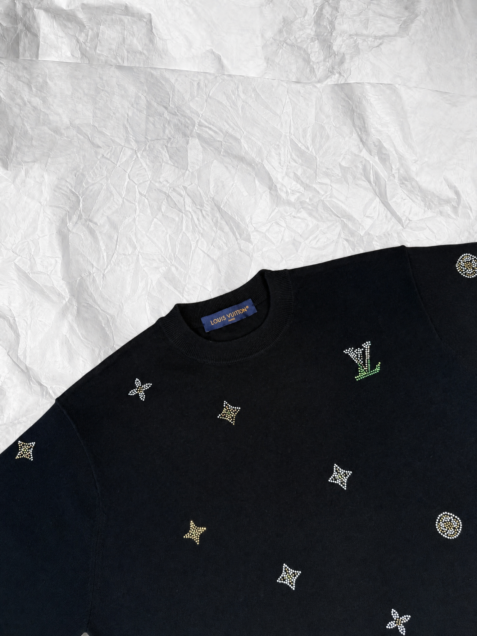 Louis Vuitton LV Flowers 花卉莱茵石烫钻短袖