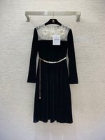 Chanel Clothing Dresses Black Splicing Gauze Long Sleeve