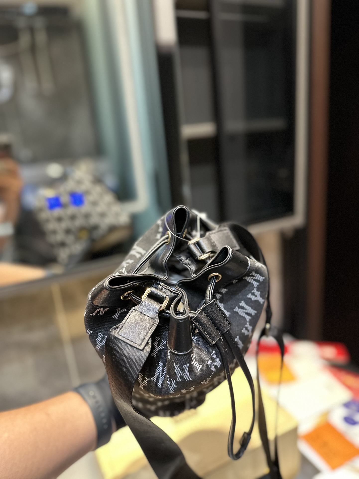 ❤️ MLB NY old buckets of PU-skin-one-shoulder-backed couple-leave-a-breeds - 图片 6