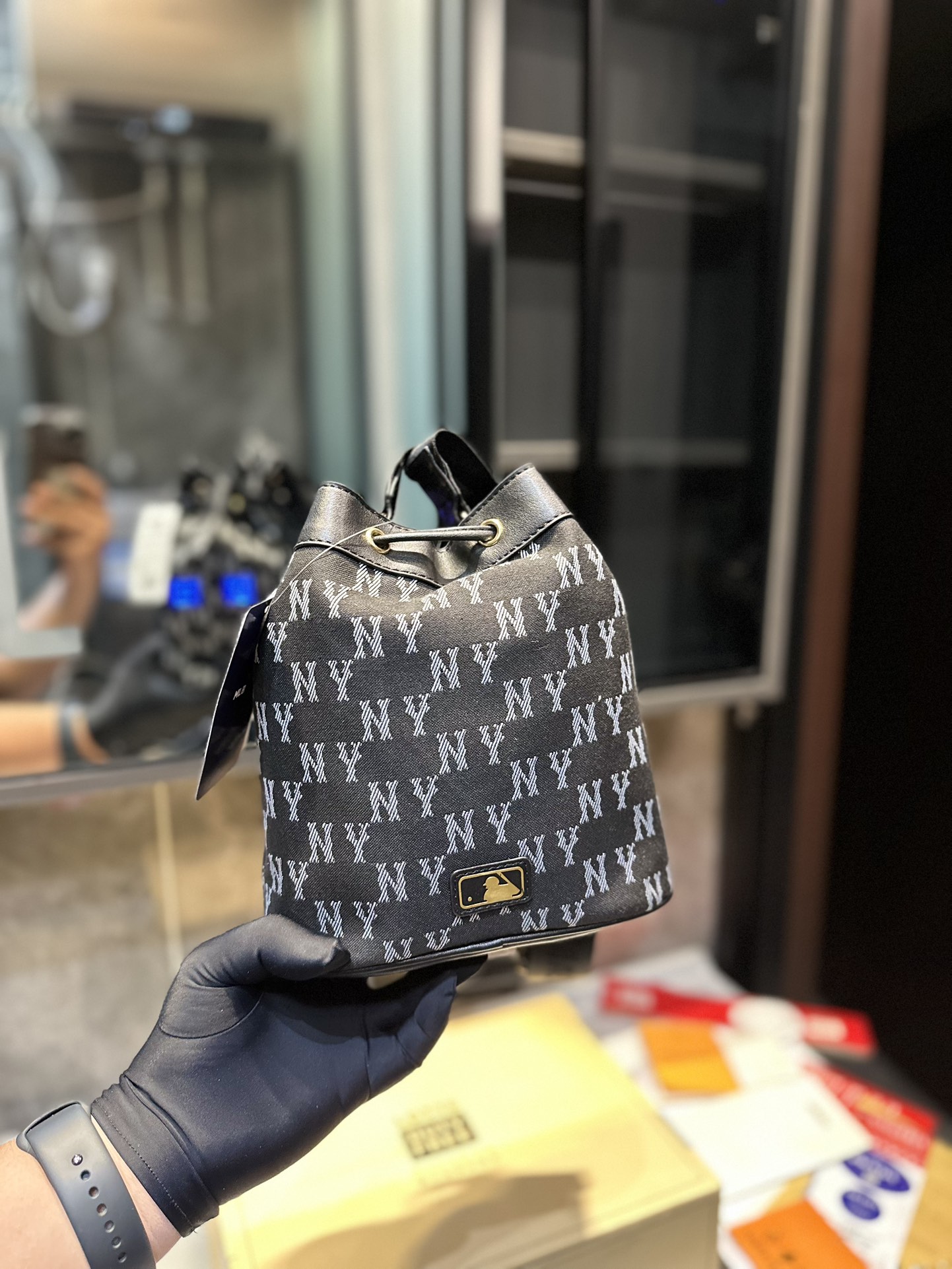 ❤️ MLB NY old buckets of PU-skin-one-shoulder-backed couple-leave-a-breeds - 图片 5