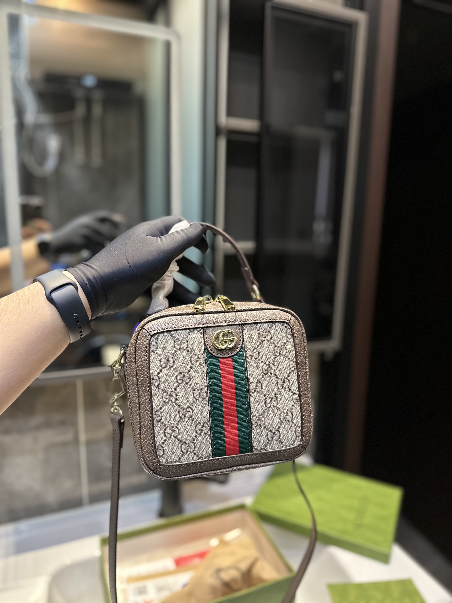 Gucci Ophidia Torebki Torby typu crossbody i na ramię Zielony Czerwony Płótno Fashion