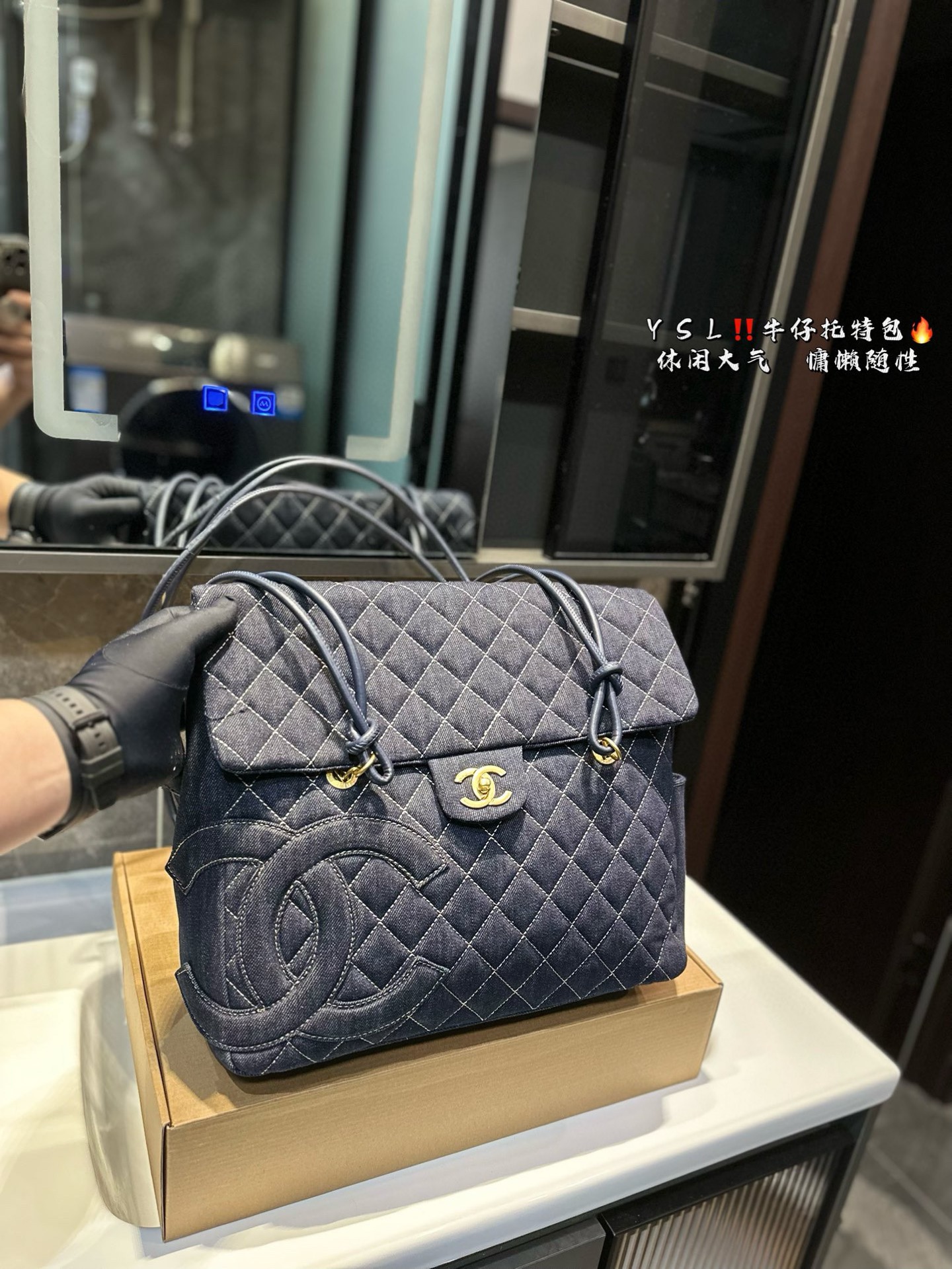 ❤️p180❤️Chanel Kangpeng Denim La borsa ascellata può facilmente controllare la capacità e le dimensioni a chiara e strutturata: 35 32