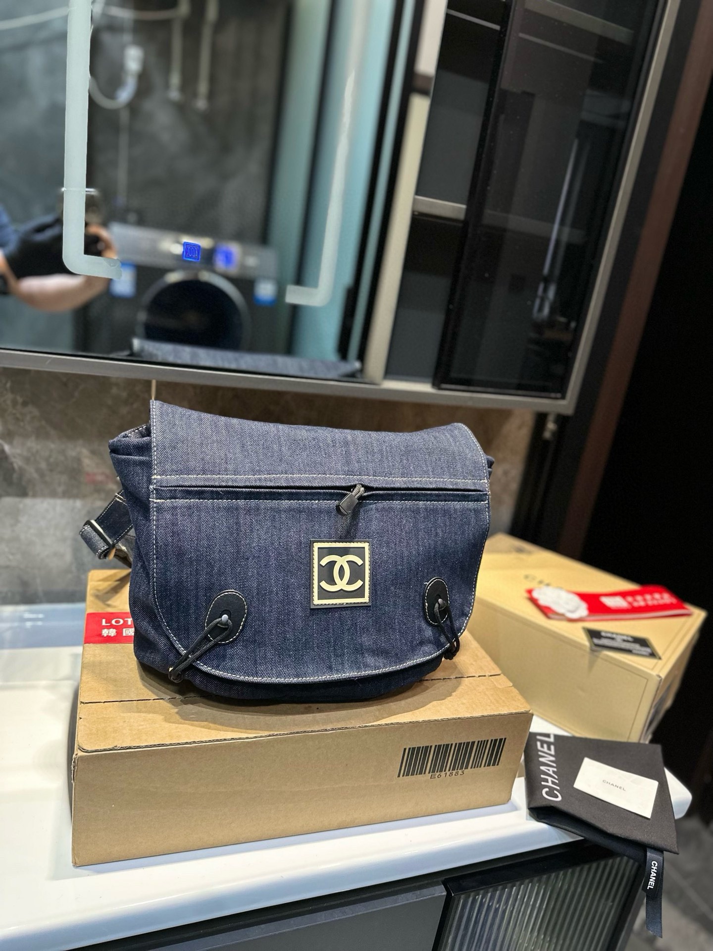 ❤️P155❤️Chanel Chanel Denim Stuffa a traversa a una spalla (blu nascosta) Modello in stile must-in-one per donne alla moda ~ Puoi tenere tutto il denim con la parte superiore della parte superiore della parte superiore, con una sensazione casual e pigra che può essere controllata da tutti gli stili ⚠️x Taglia 31.24