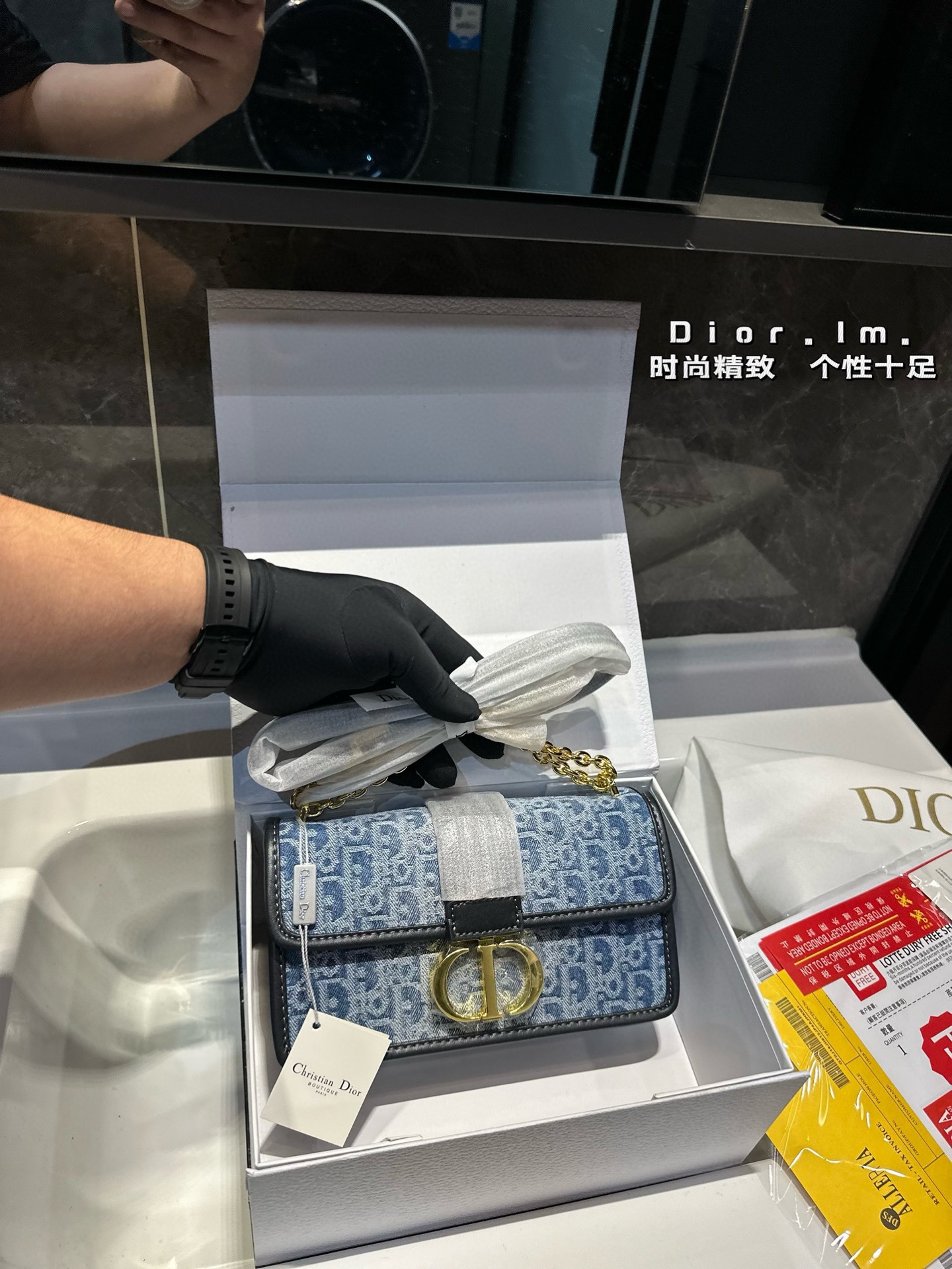 ❤️P150 (confezione da regalo) ❤️Dior Montaigne Color Matching è così fresco di nuovo Montaigne 30 Flip in pelle di mucca per borse da borsetta + Risoluzione del prodotto hot -hardware di riserva calda 21*12