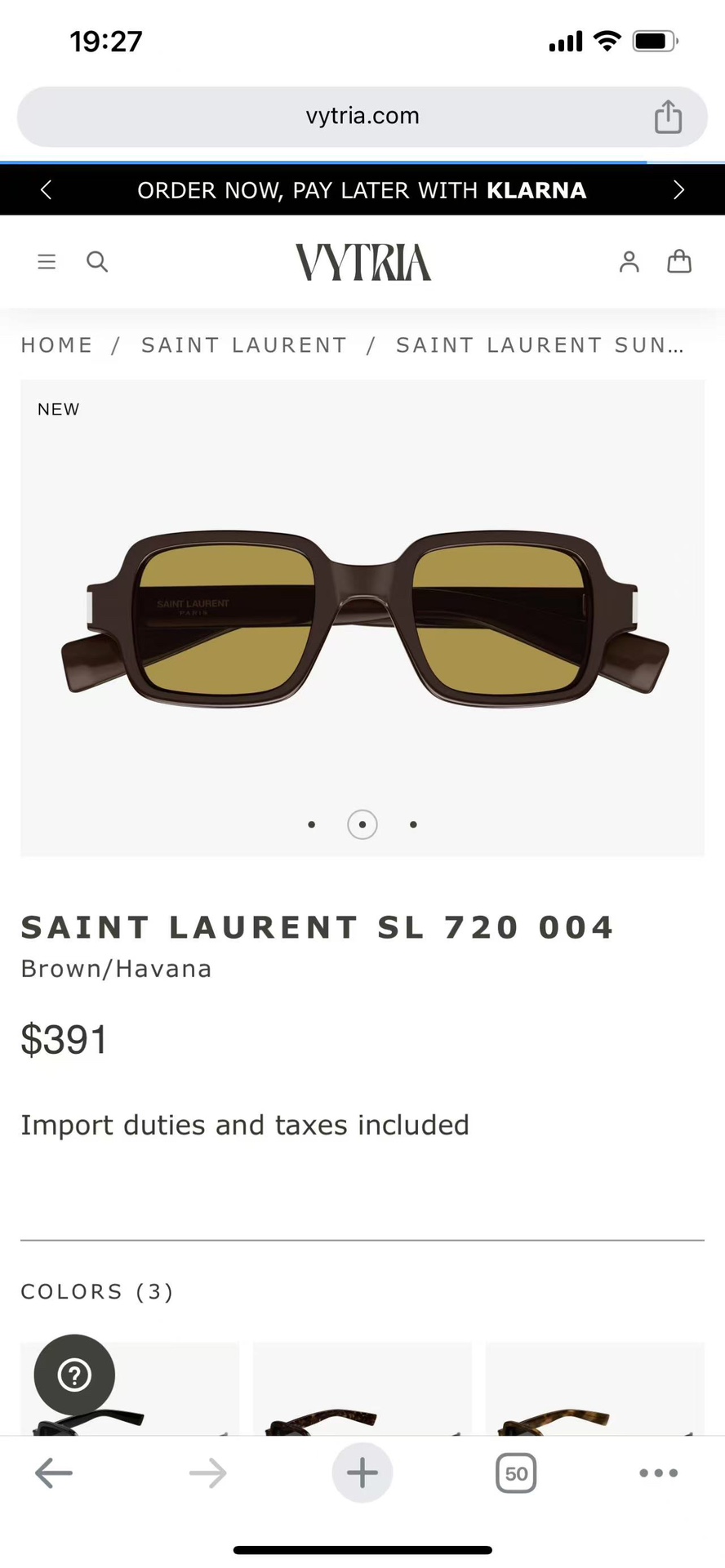  saint*
SL720 𝑦𝑠𝑙
size：48口23-145
SAINT LAURENT镜脚刻印
金